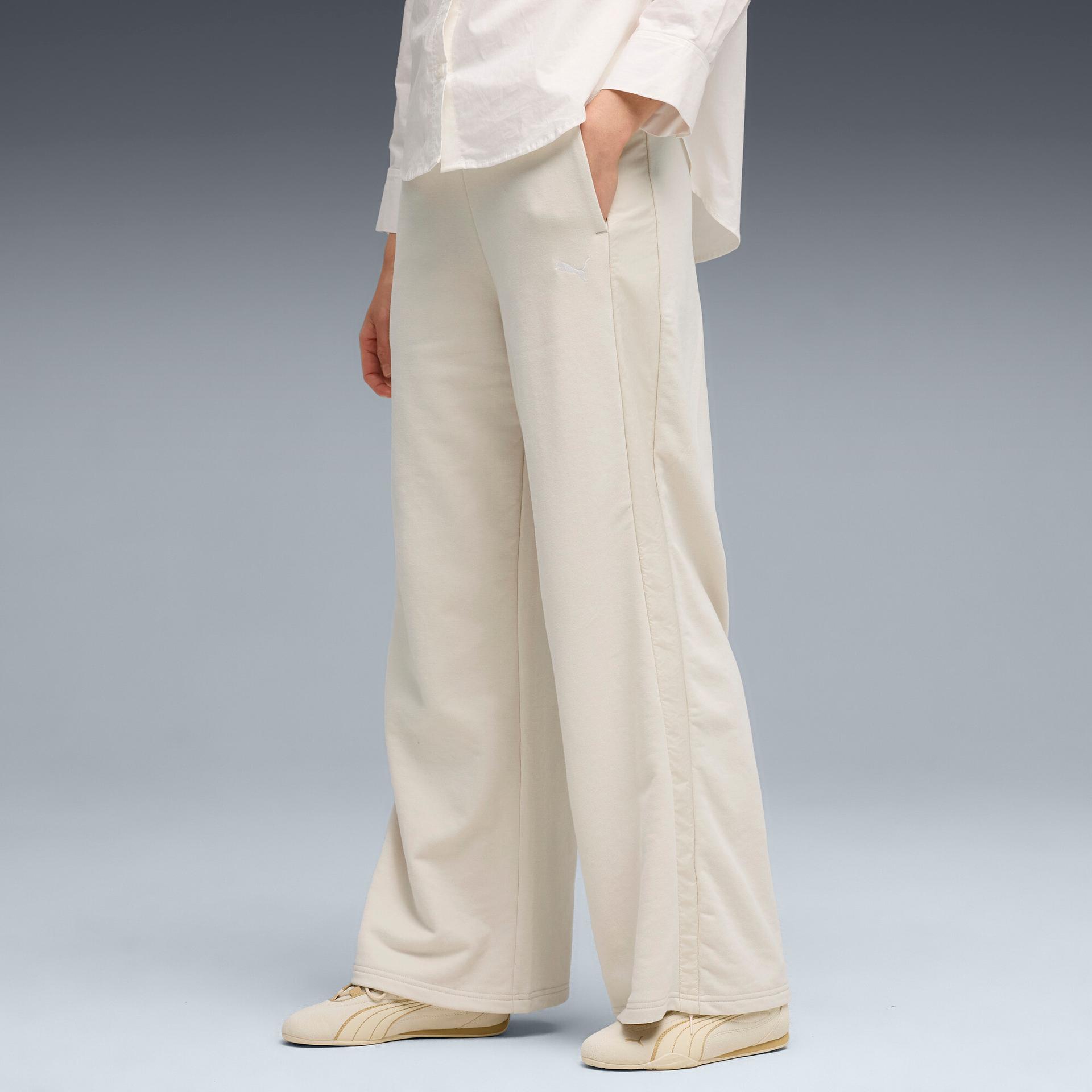 puma her women's high waist, wide leg pants in white, size xl