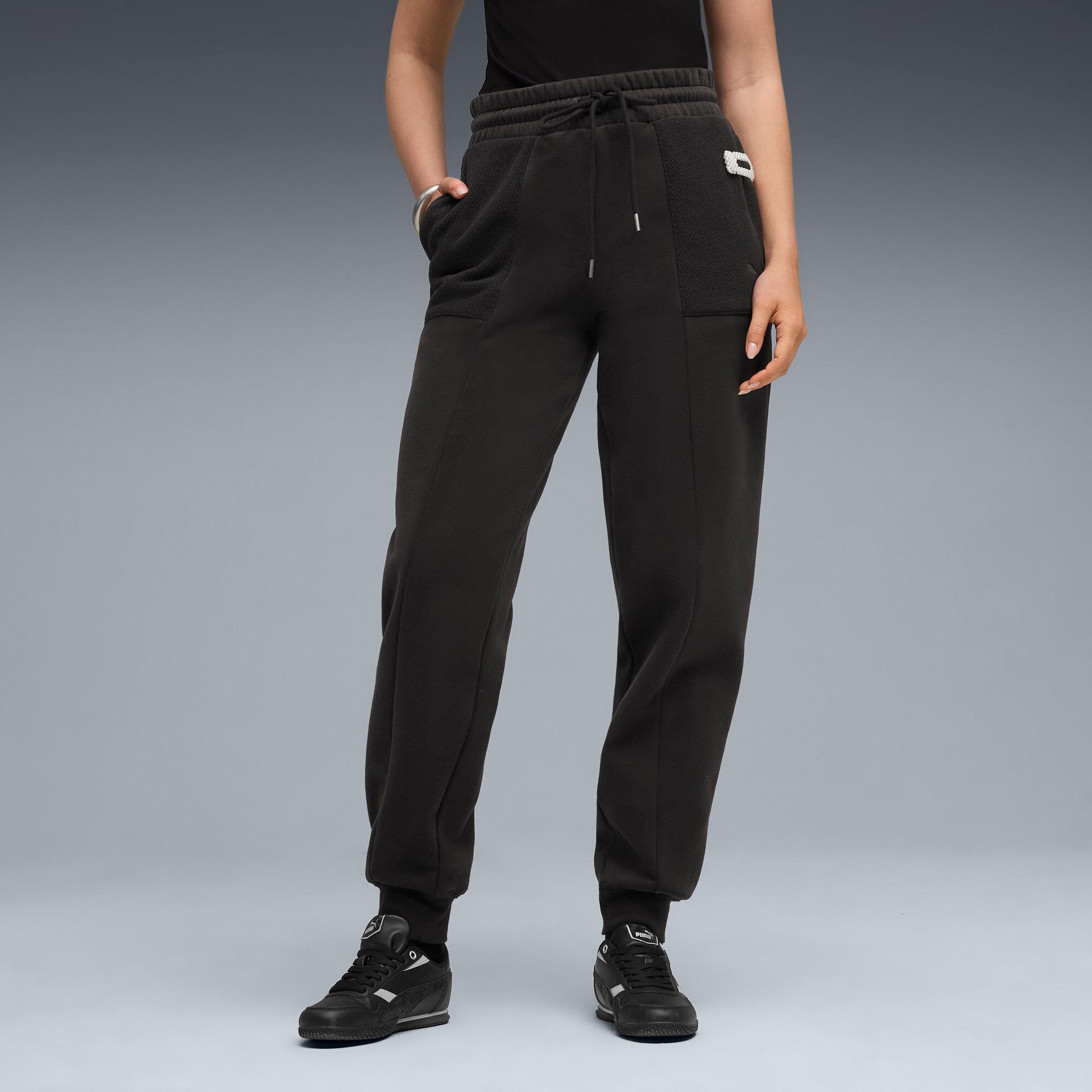 puma her women's high-waist sweatpants in black, size xl