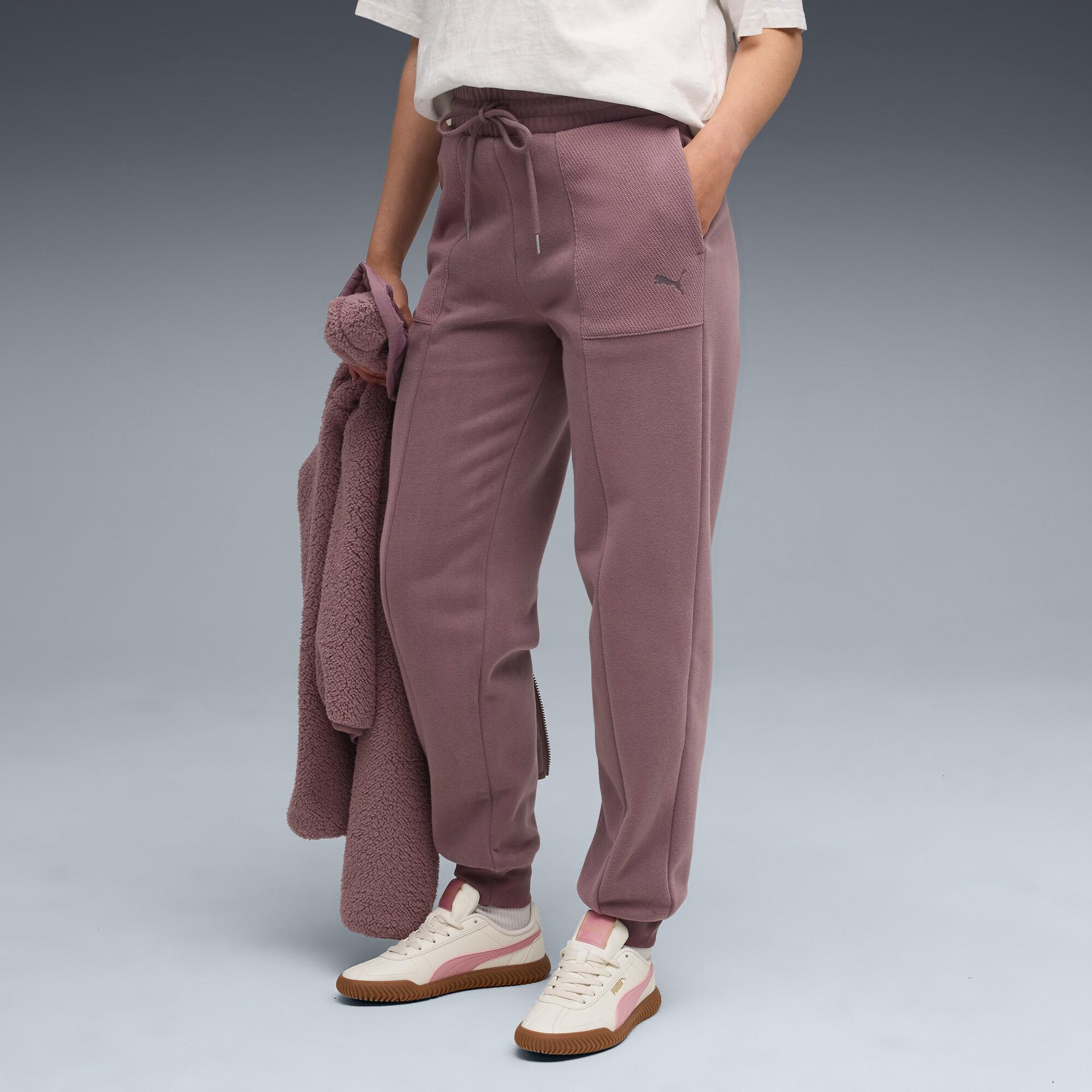 puma her women's high-waist sweatpants in purple, size l