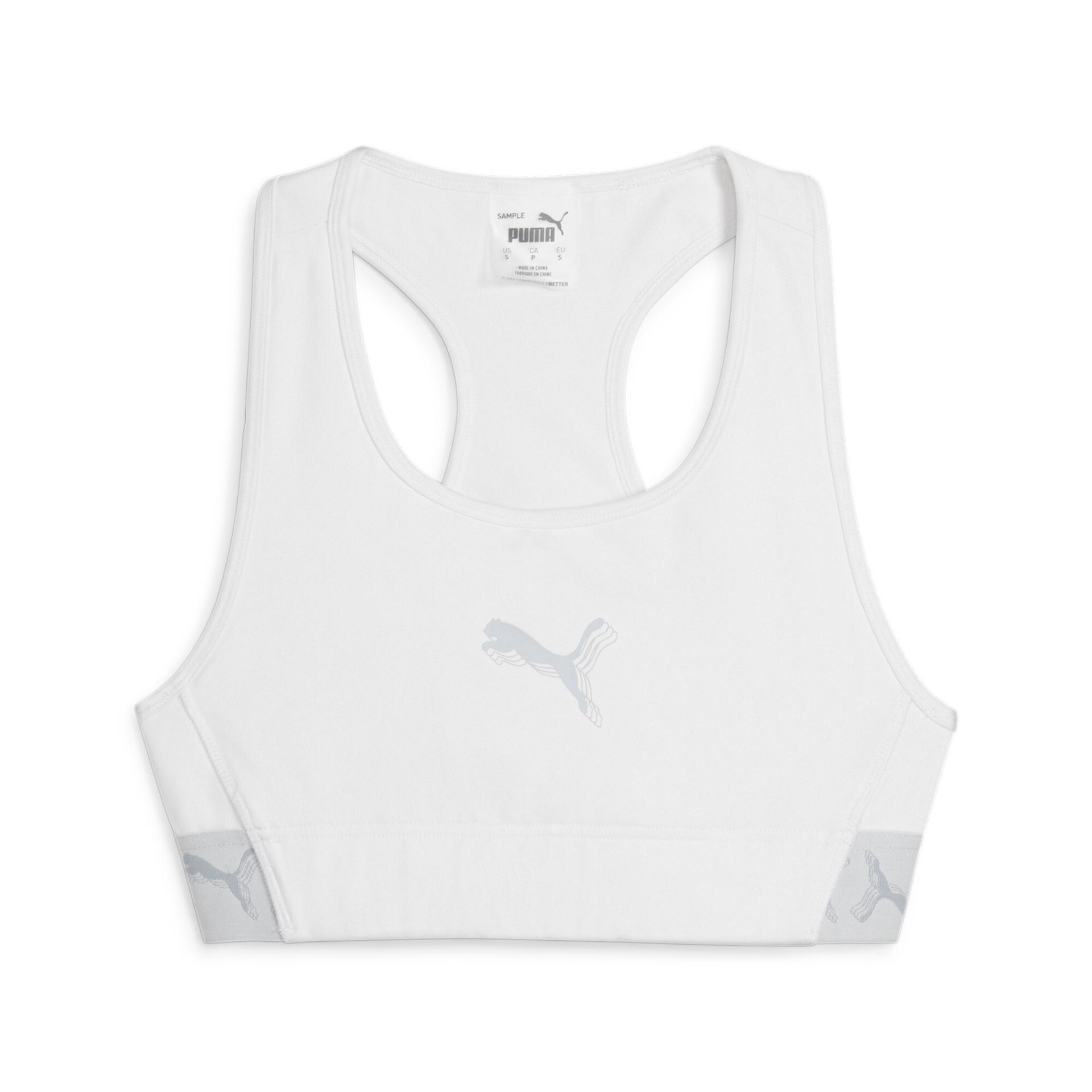 puma hoops women's compression sports bra 2.0 in white, size l