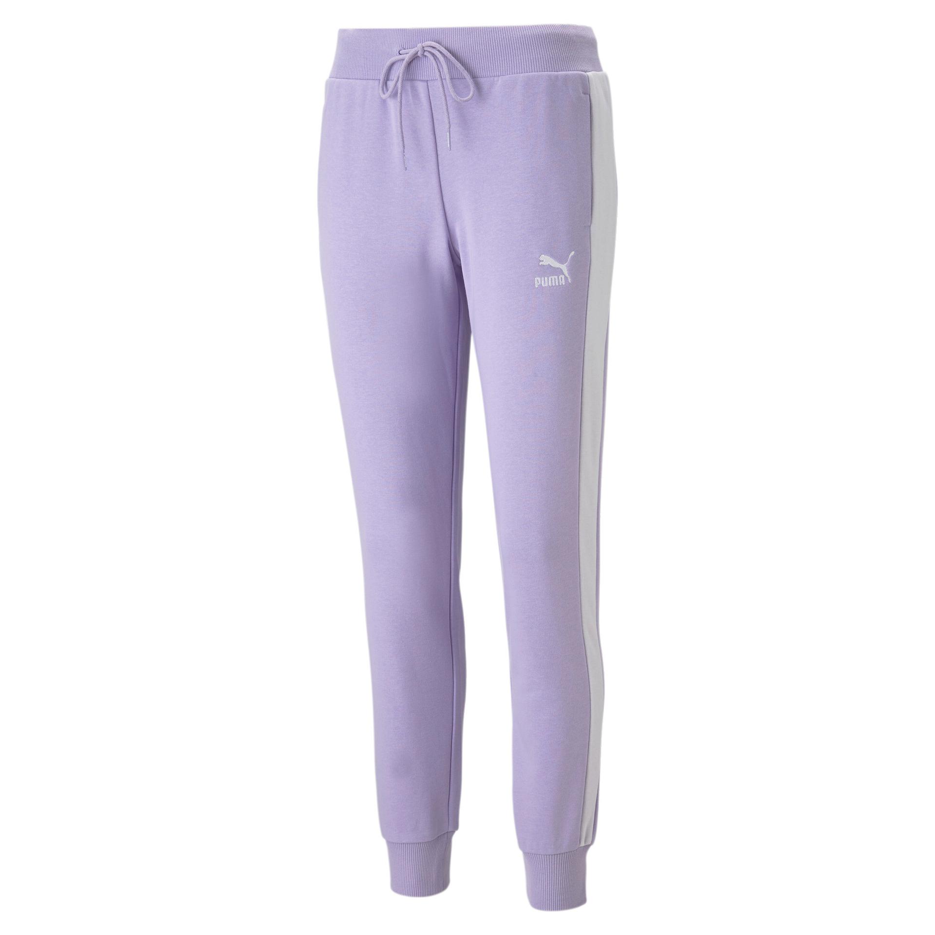 puma iconic t7 women's track pants in purple, size xxs