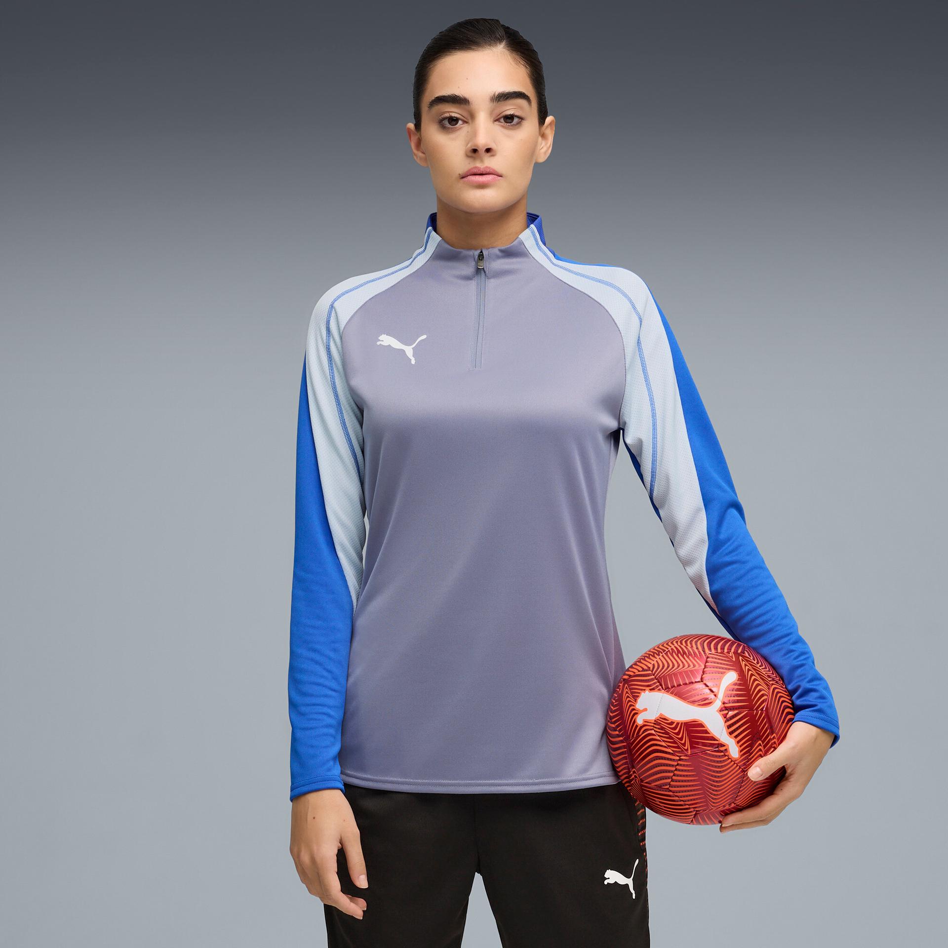 puma individualblaze women's quarter-zip soccer top shoes in grey, size m