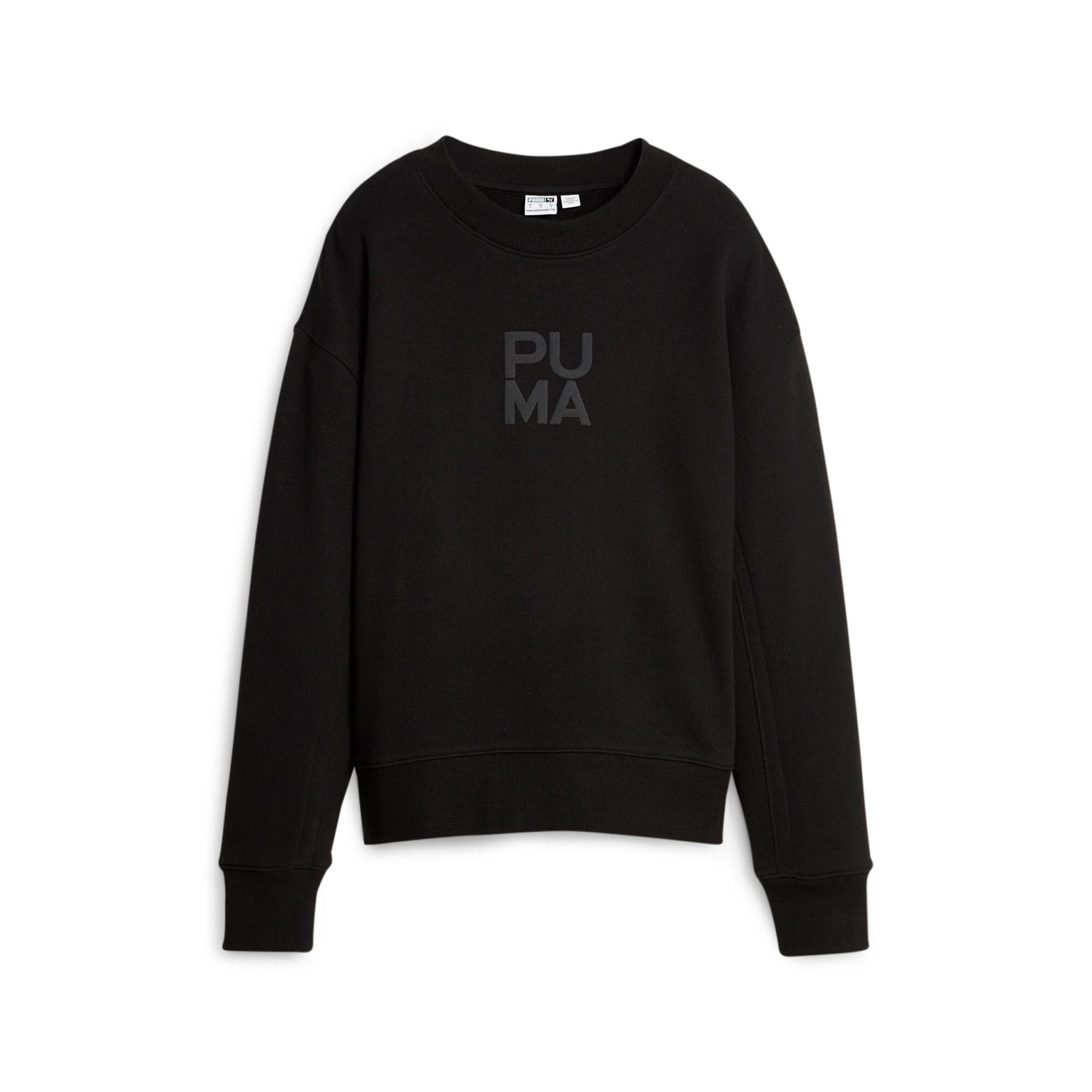 puma infuse women's sweatshirt in black, size 3xl