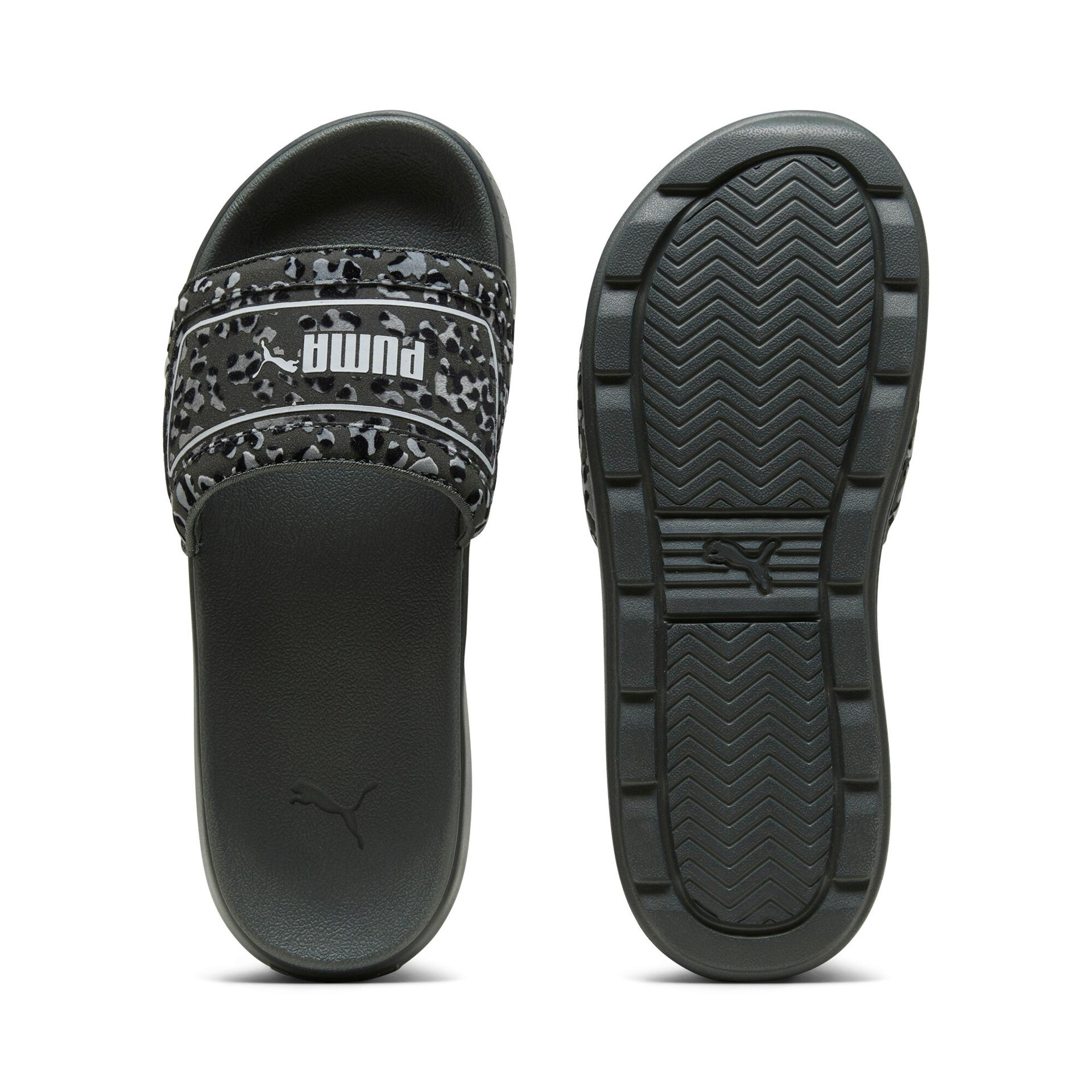 puma karmen drama women's slides in grey, size 8