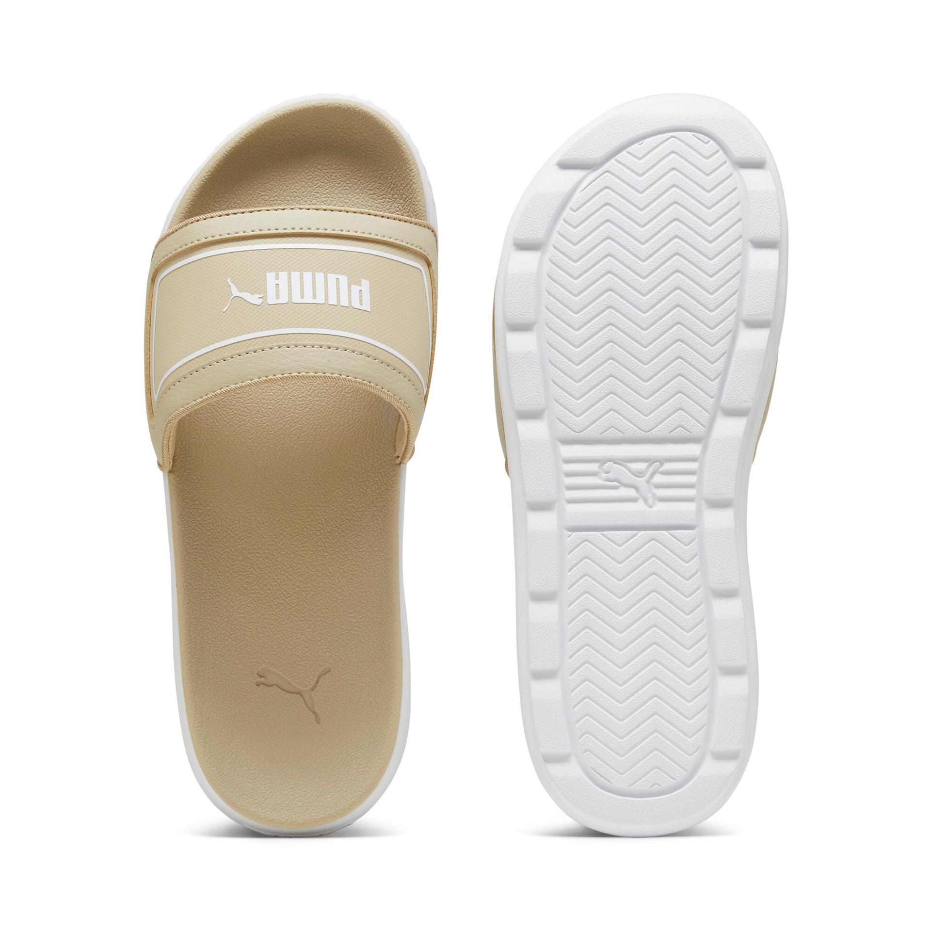 puma karmen women's slides in beige, size 8
