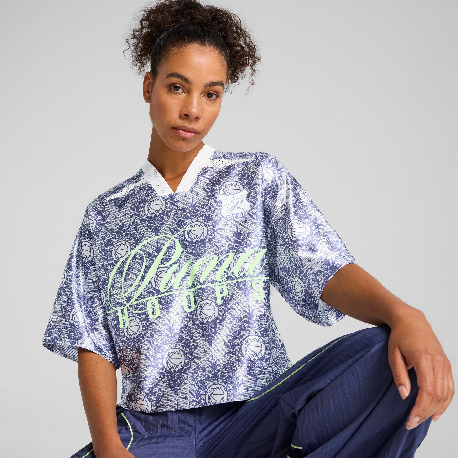 puma lace em up women's crop top in white, size xl