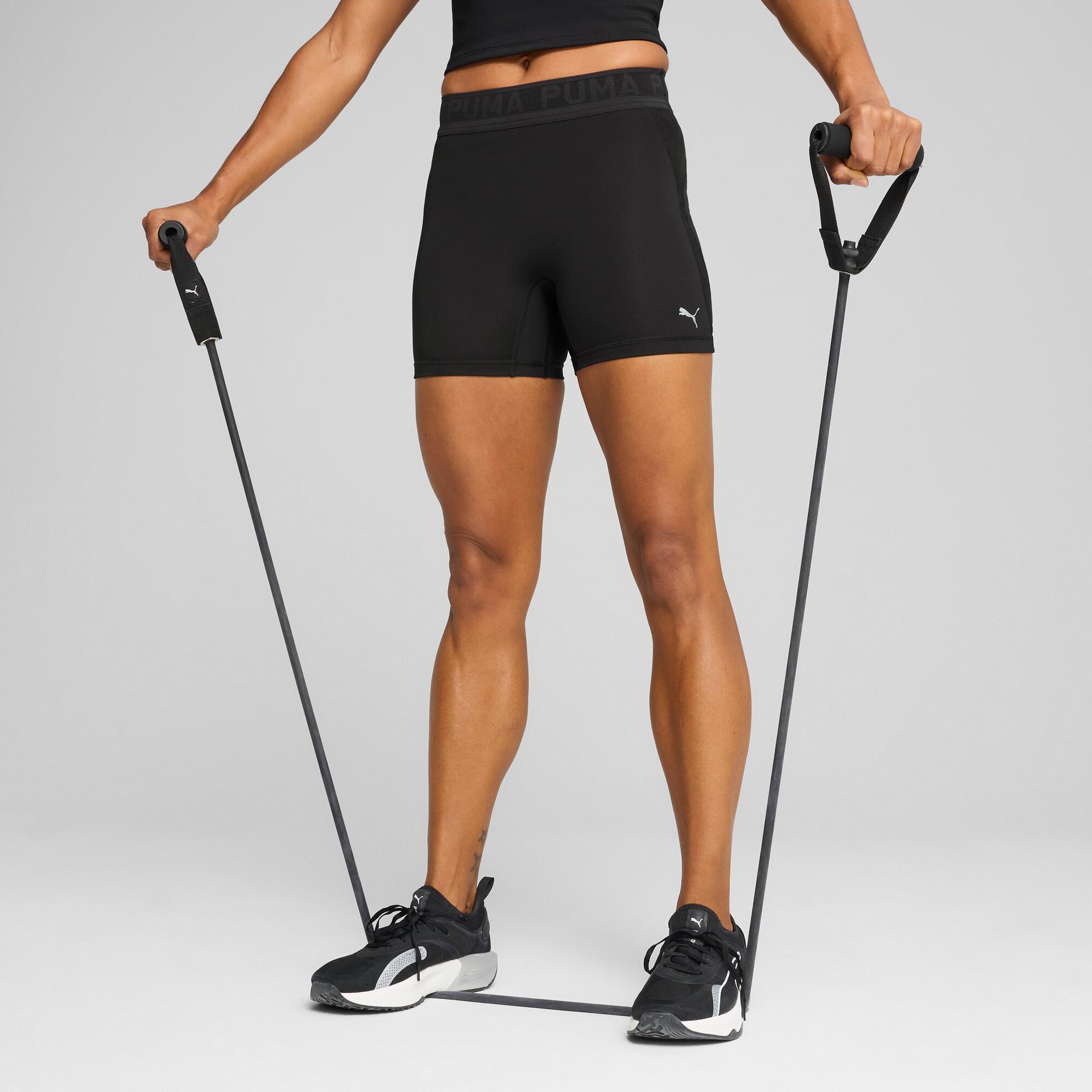 puma lace women's high-waisted 5" short tights in black, size m