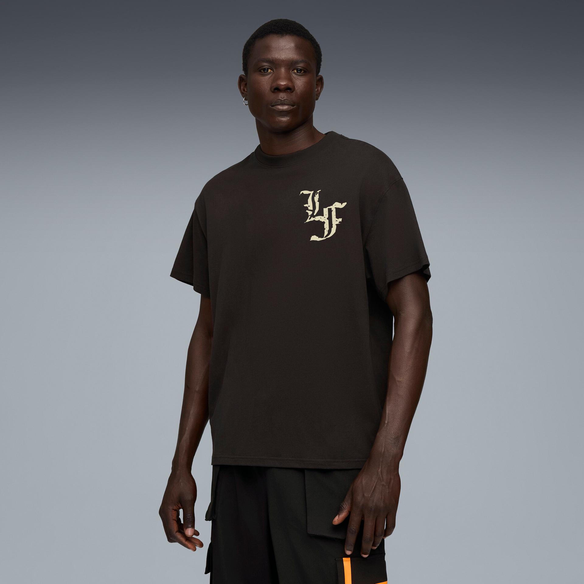 puma lafrancã© heem graphic t-shirt in black, size m