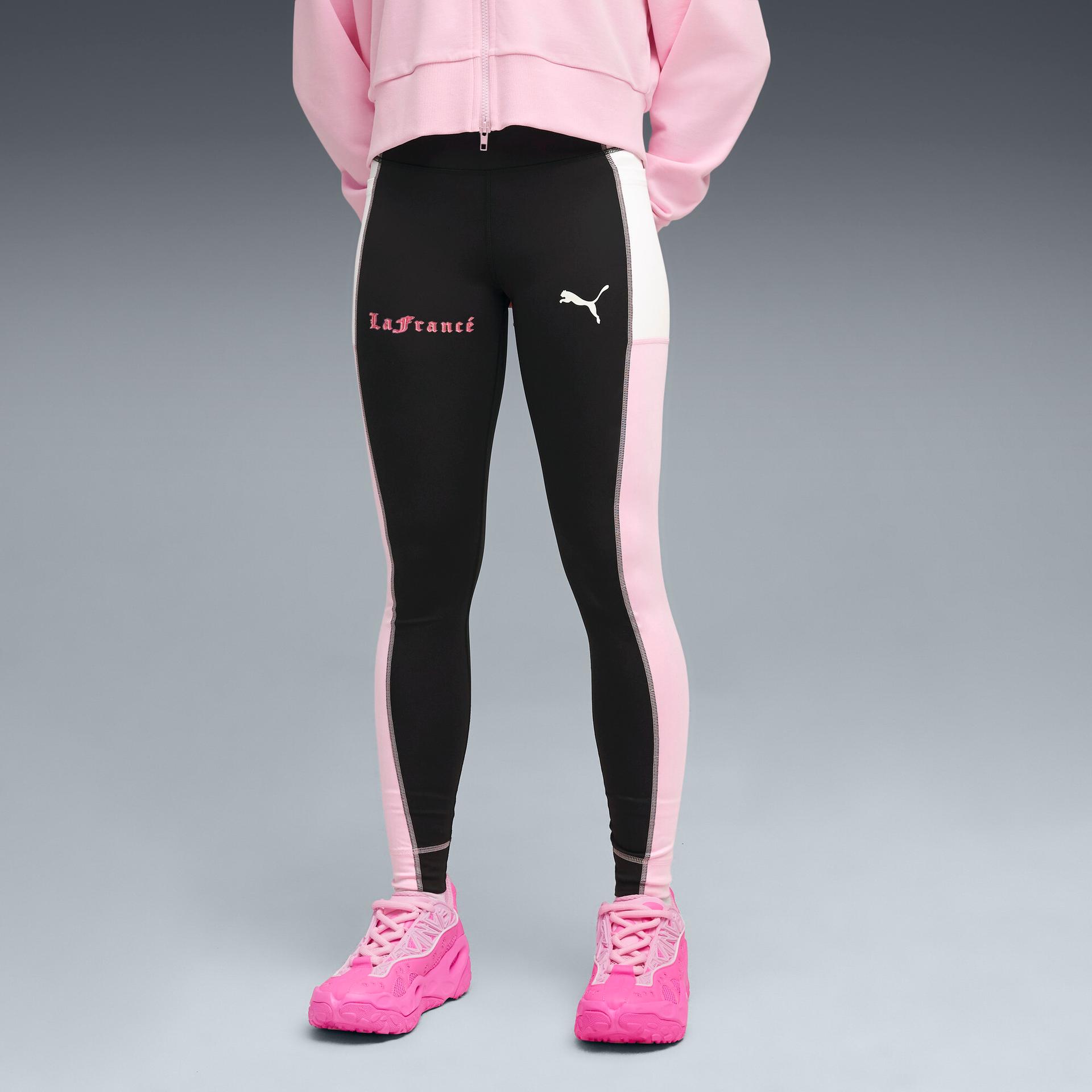 puma lafrancã© pink heem women's basketball leggings in black, size m