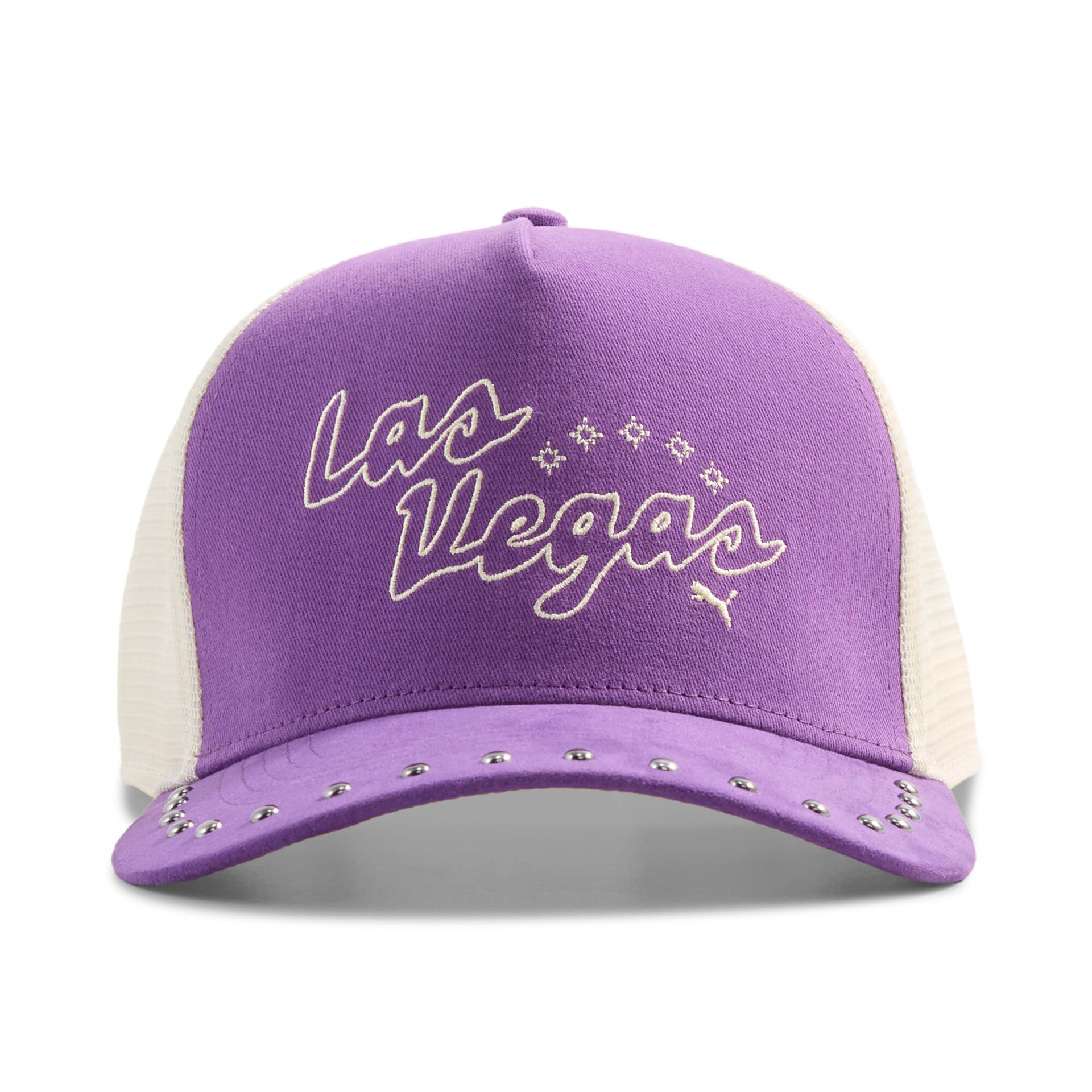 puma las vegas trucker hat in purple