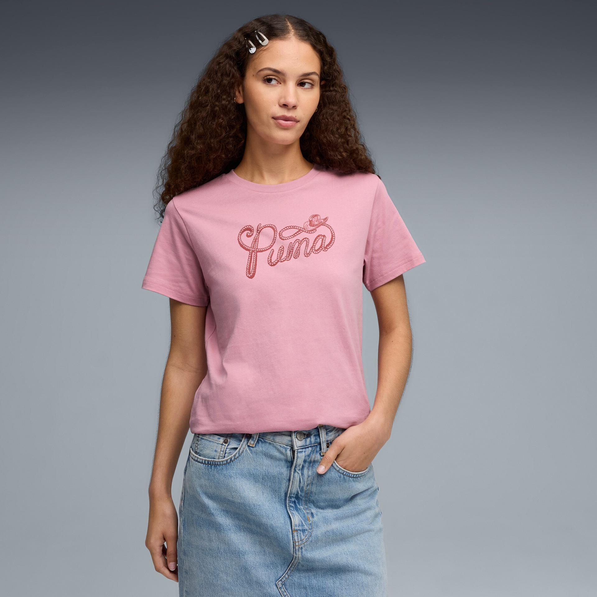 puma lasso women's t-shirt in pink, size xs