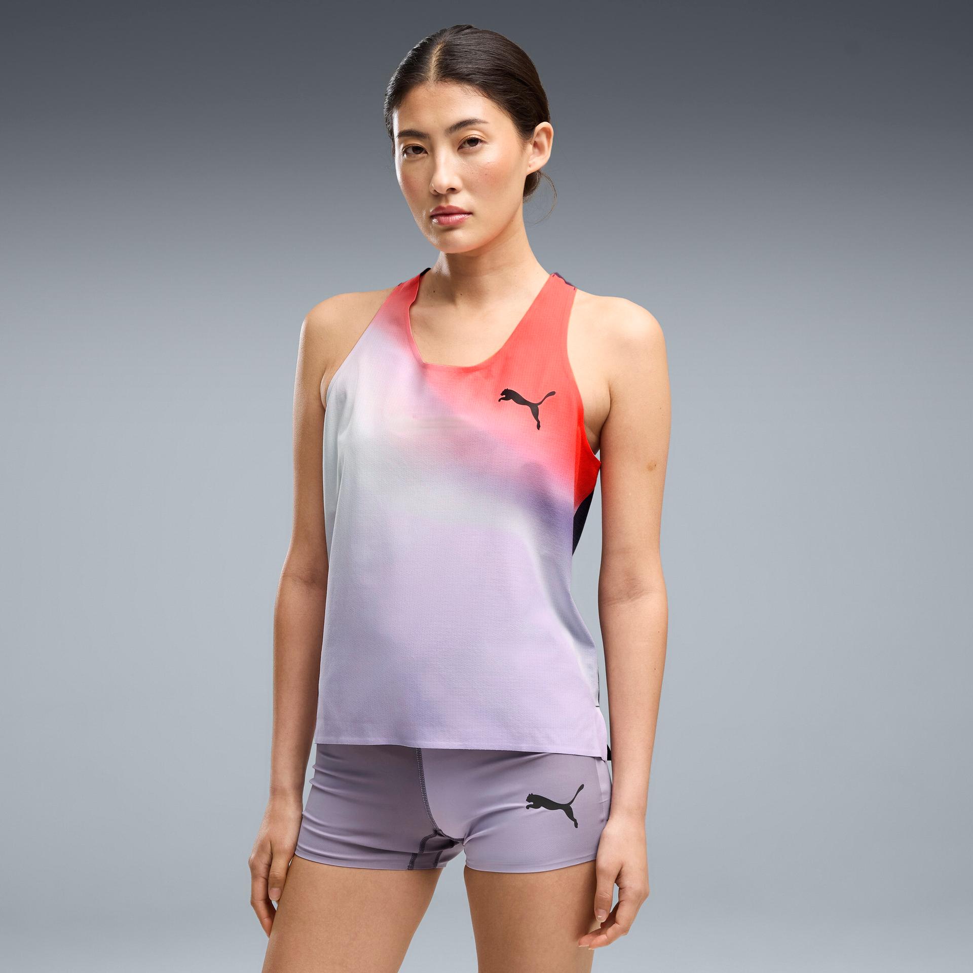puma lightspeed ultraweave women's lightweight running singlet in grey, size xs