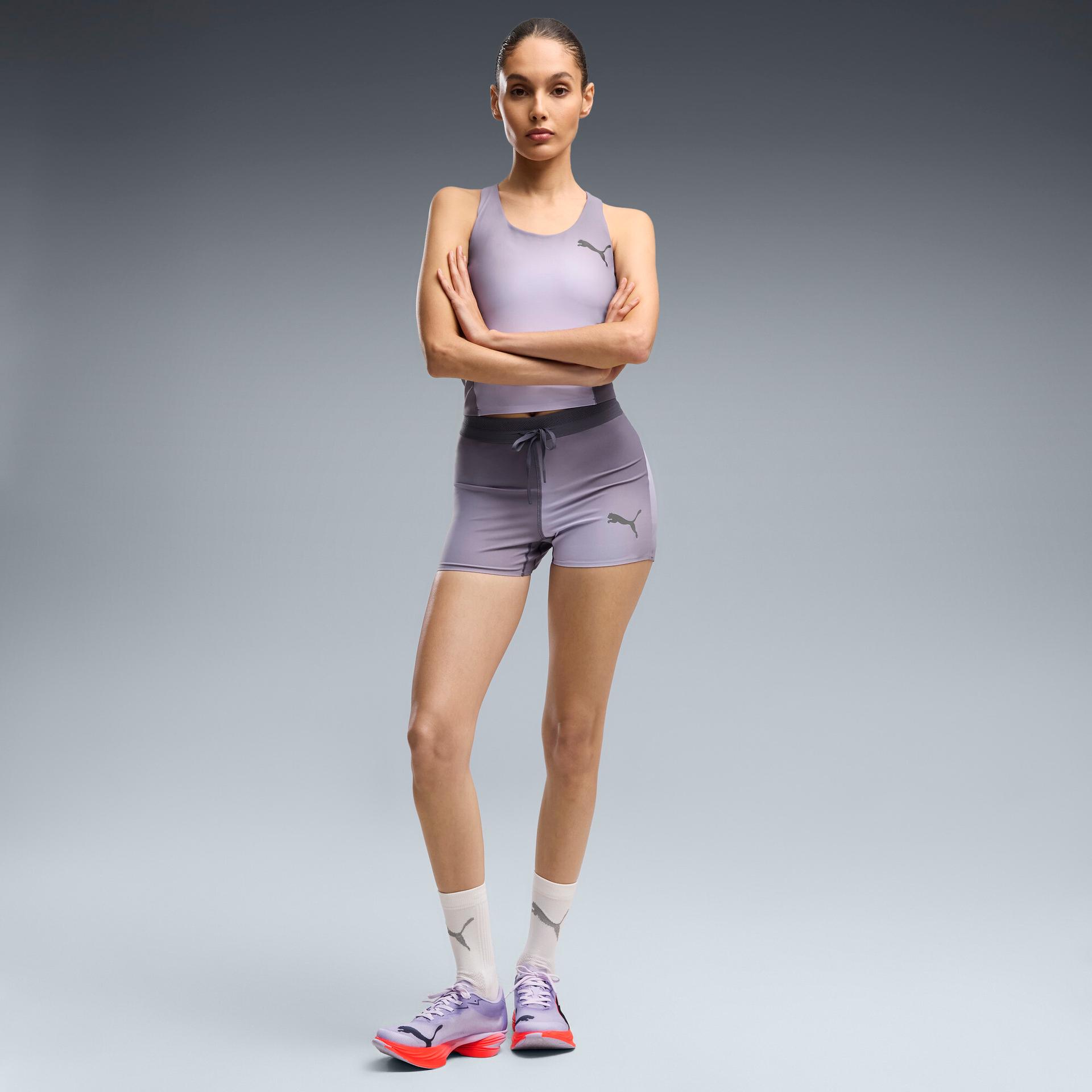 puma lightspeed women's 3" running short tights in grey, size s