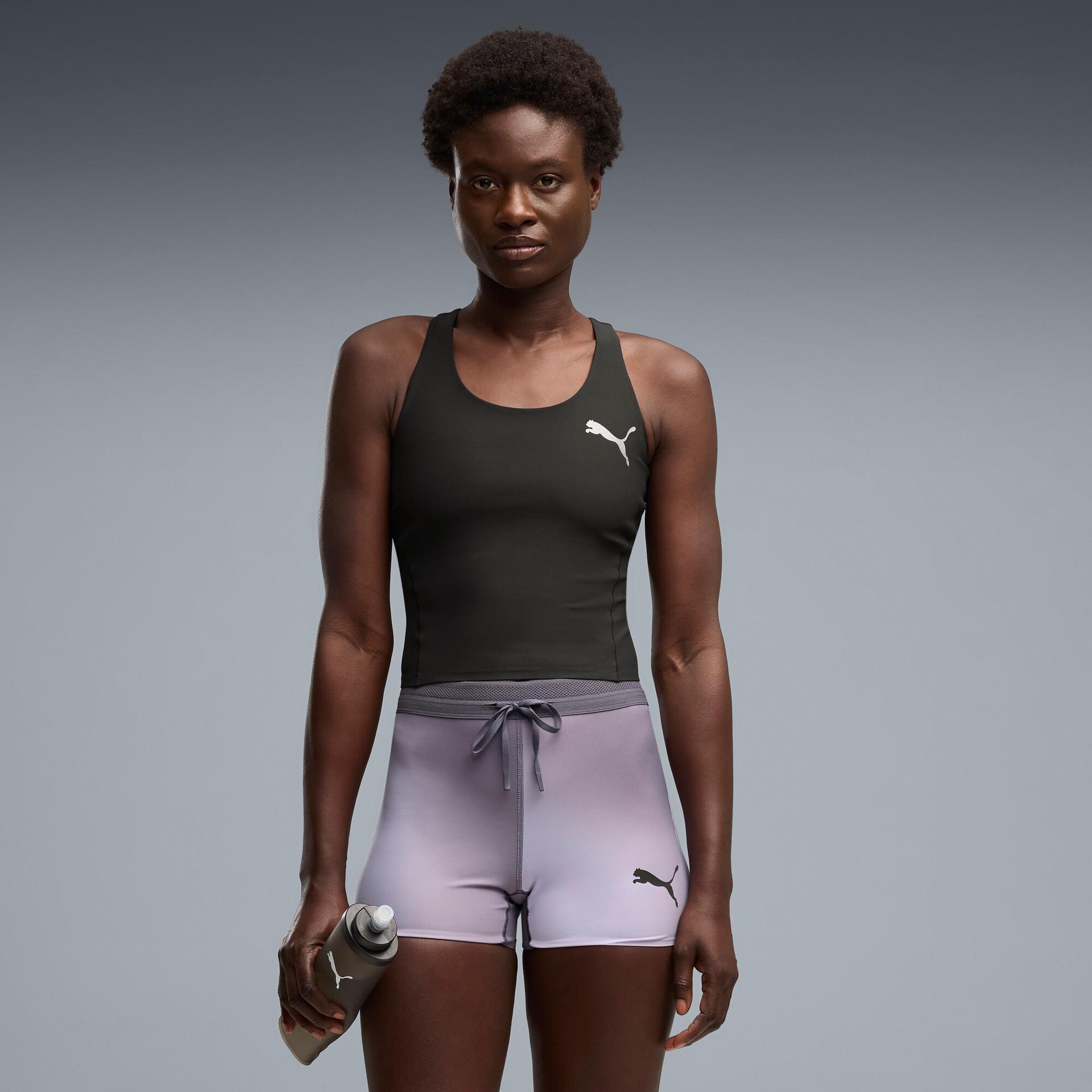 puma lightspeed women's printed running crop top in black, size xxl