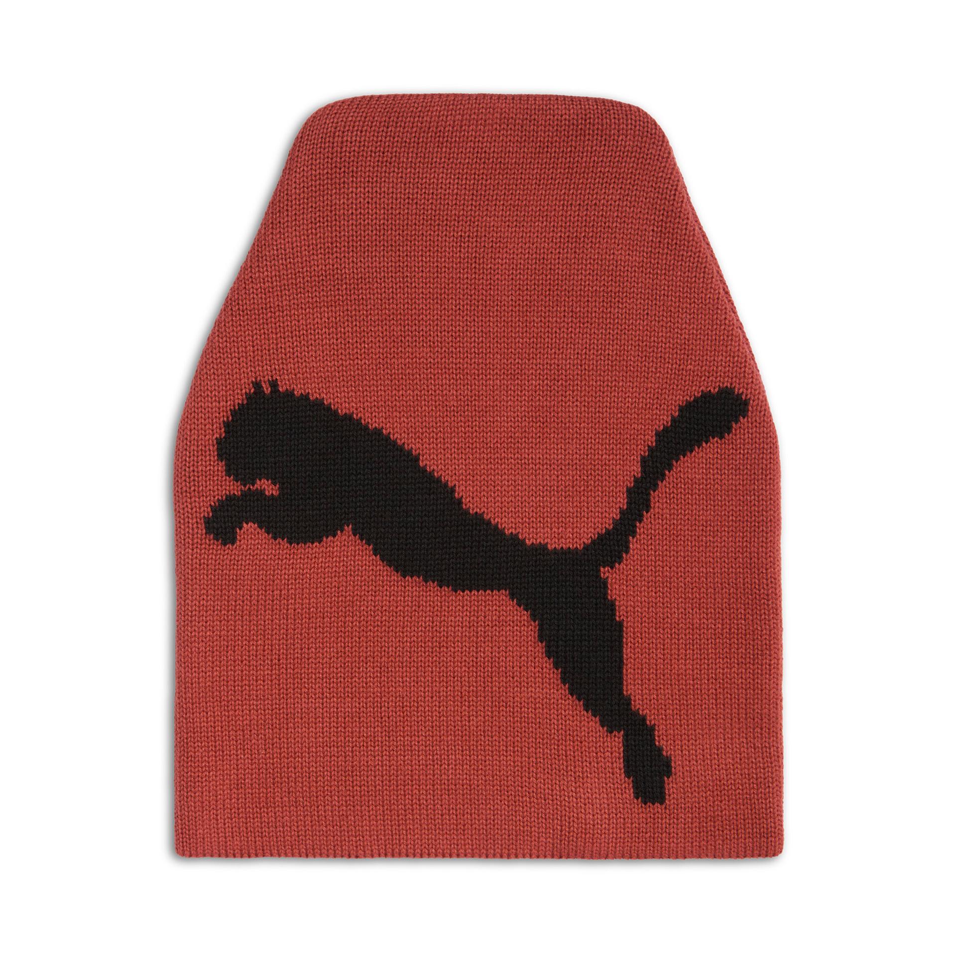 puma long knit beanie hat in red