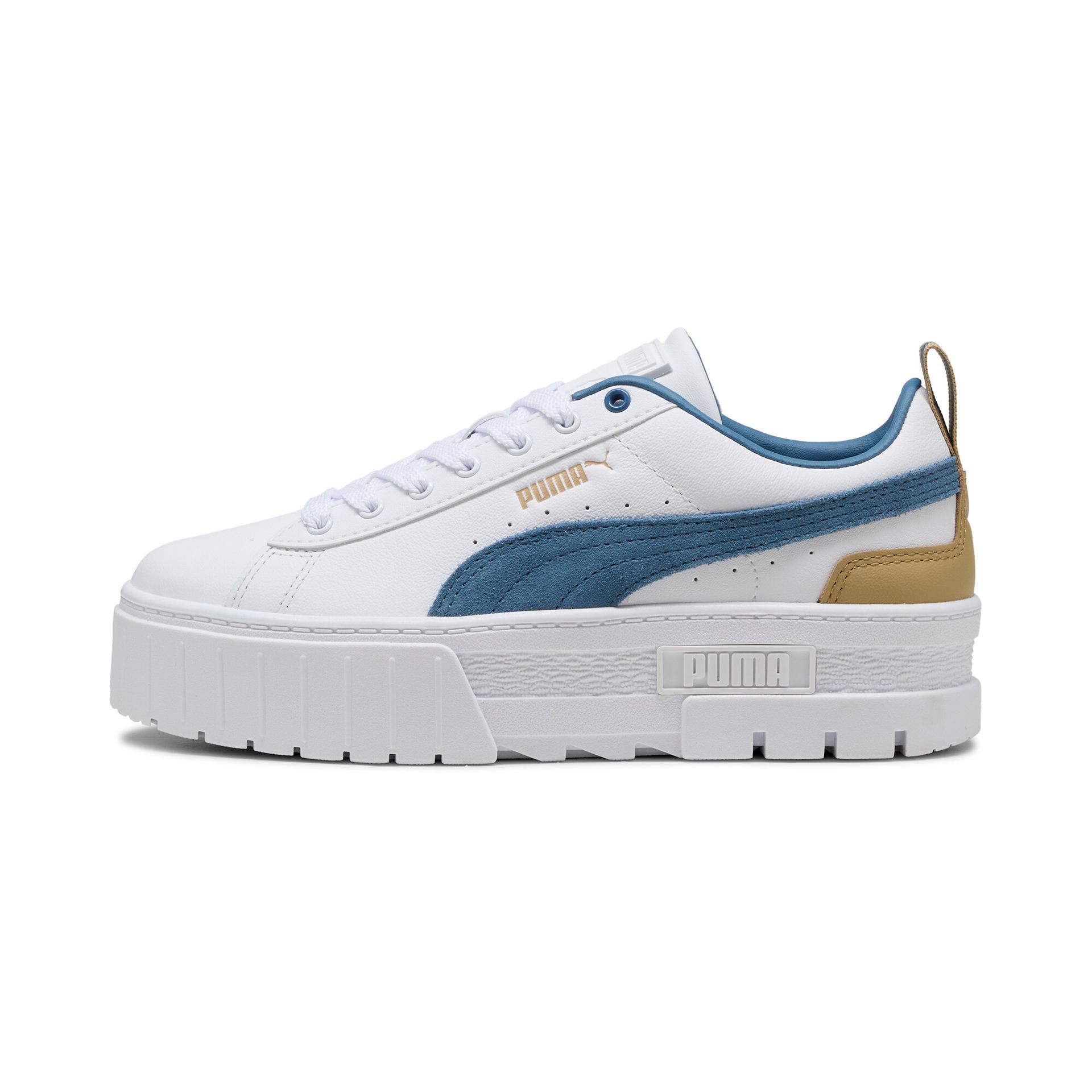 puma mayze leather women's sneakers in white, size 7.5