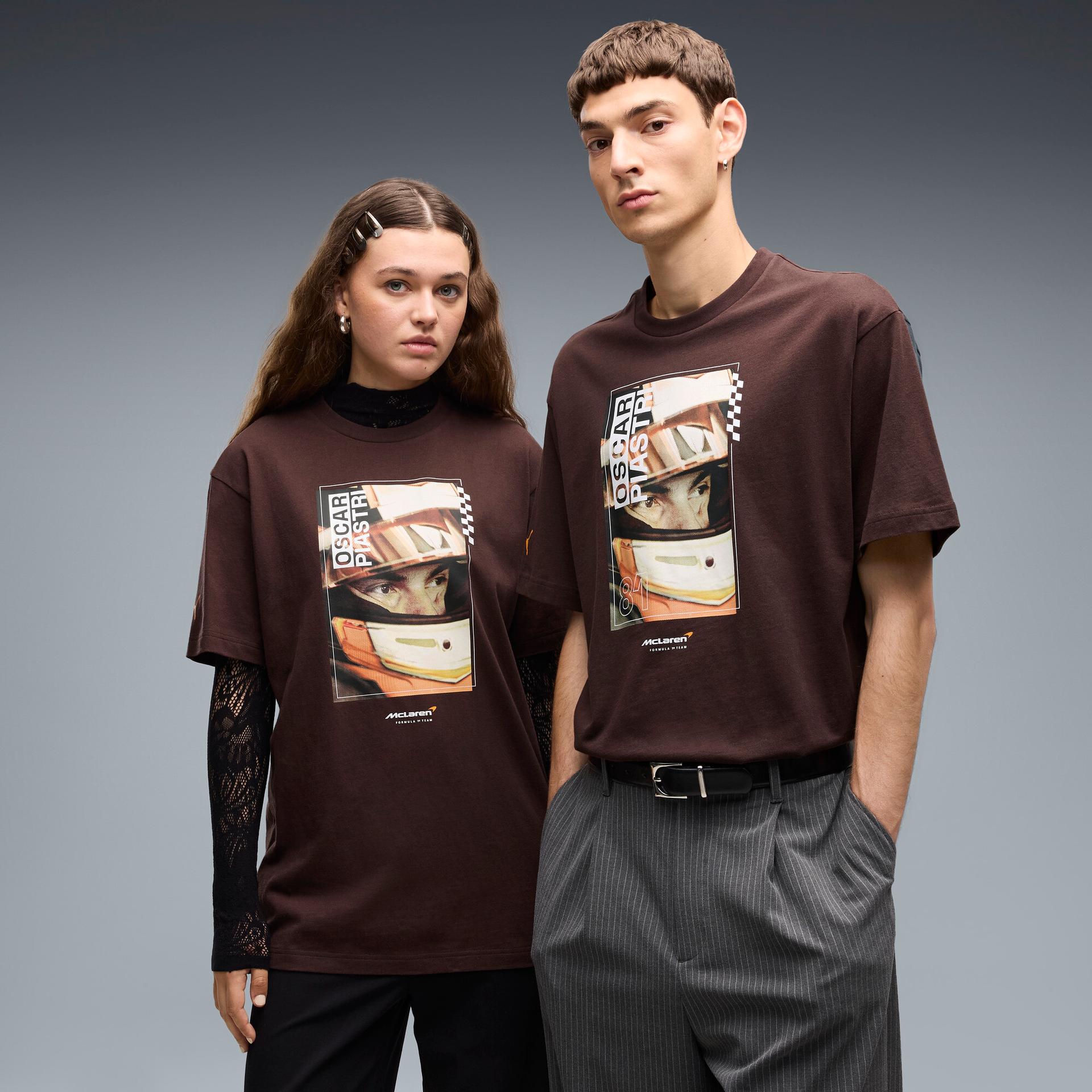 puma mclaren mastercard f1 team piastri driver t-shirt in brown, size s