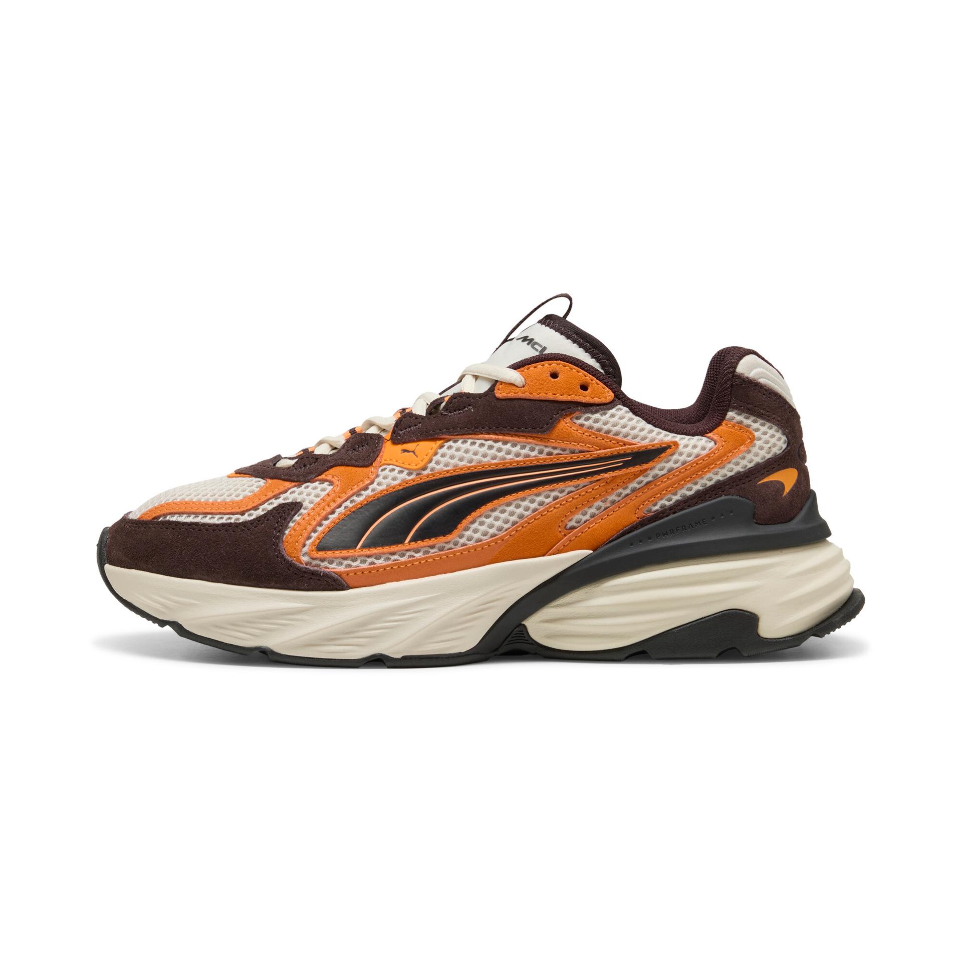 puma mclaren racing fade sneakers in white, size 4.5