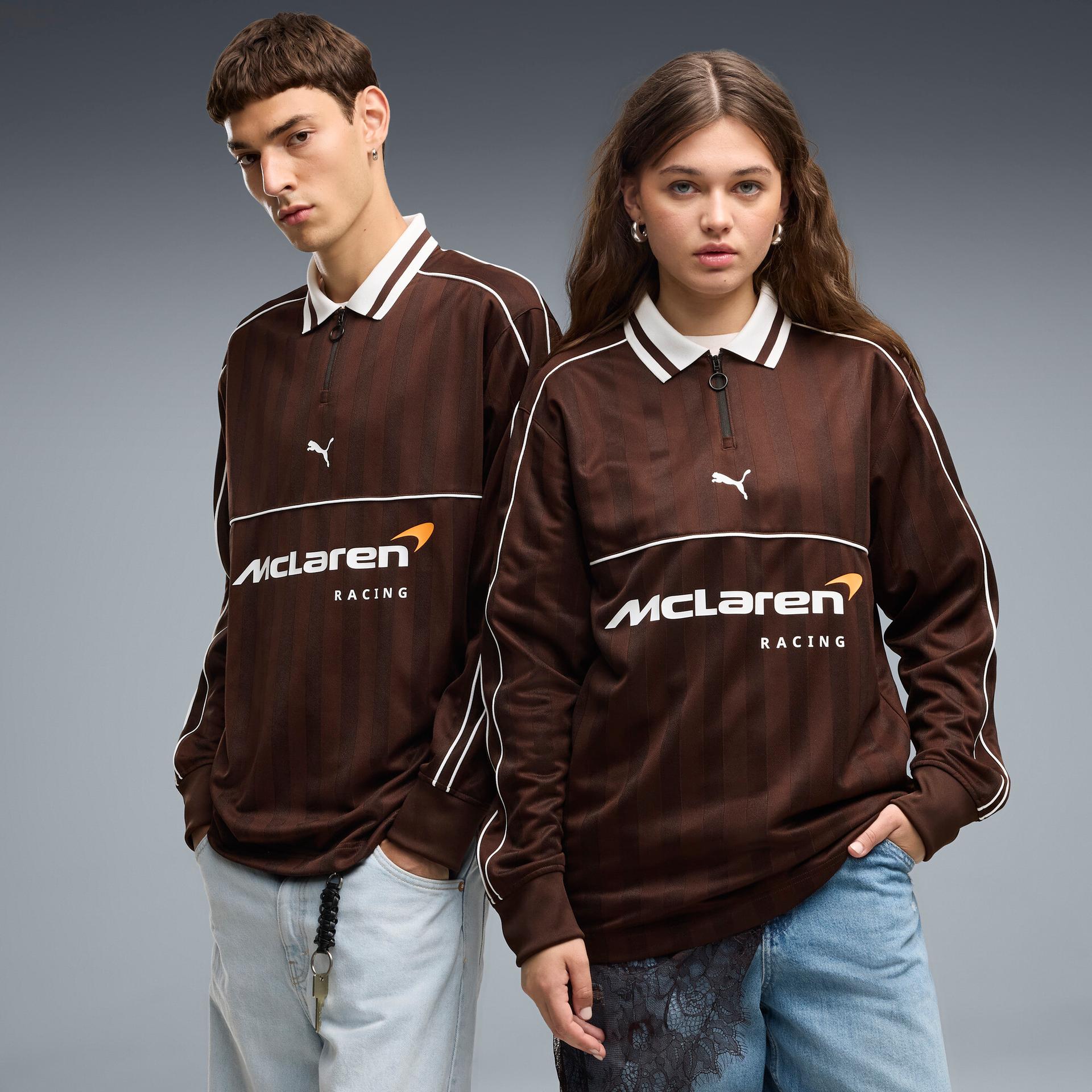 puma mclaren racing long sleeve jersey in brown, size xl