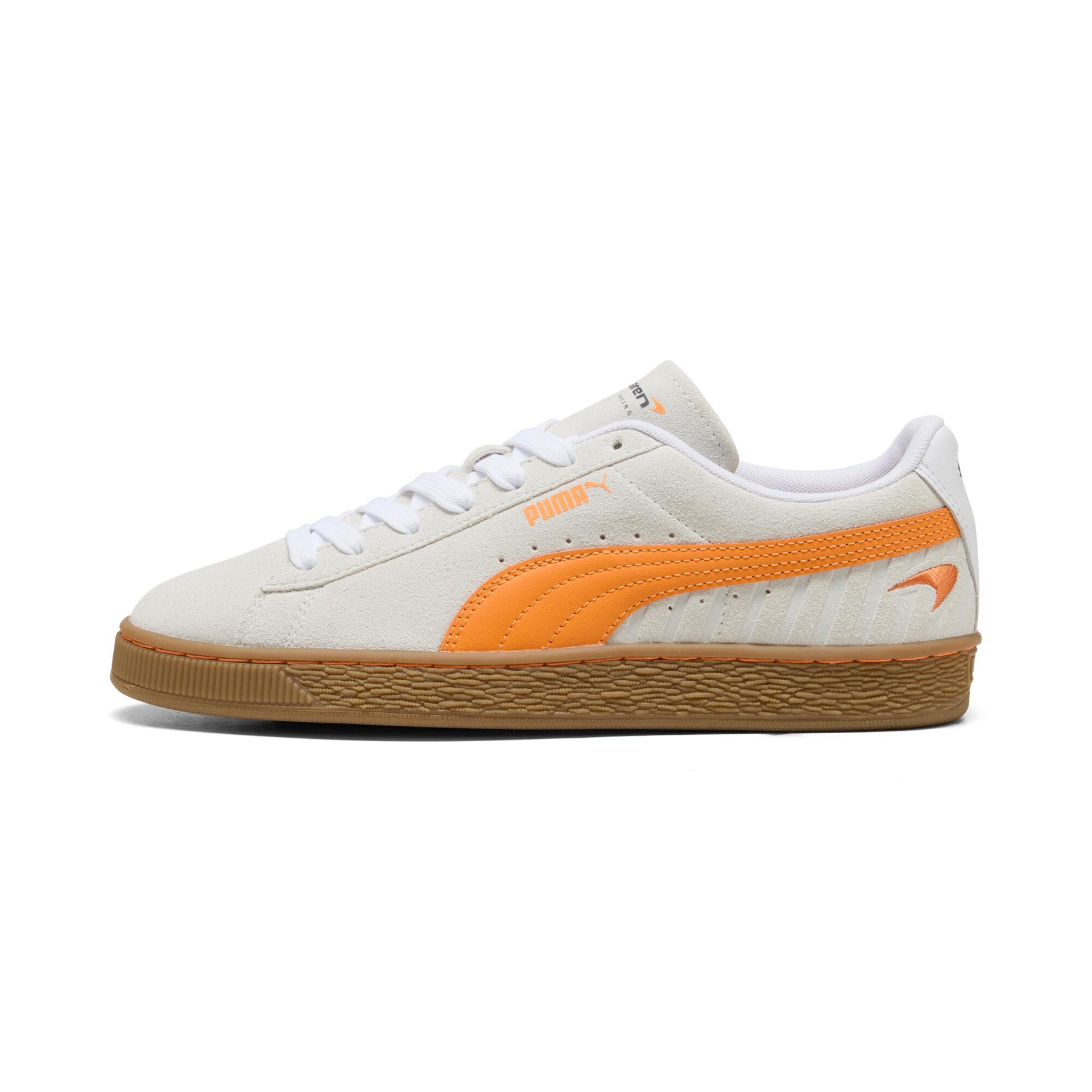 puma mclaren racing suede og sneakers in white, size 9.5