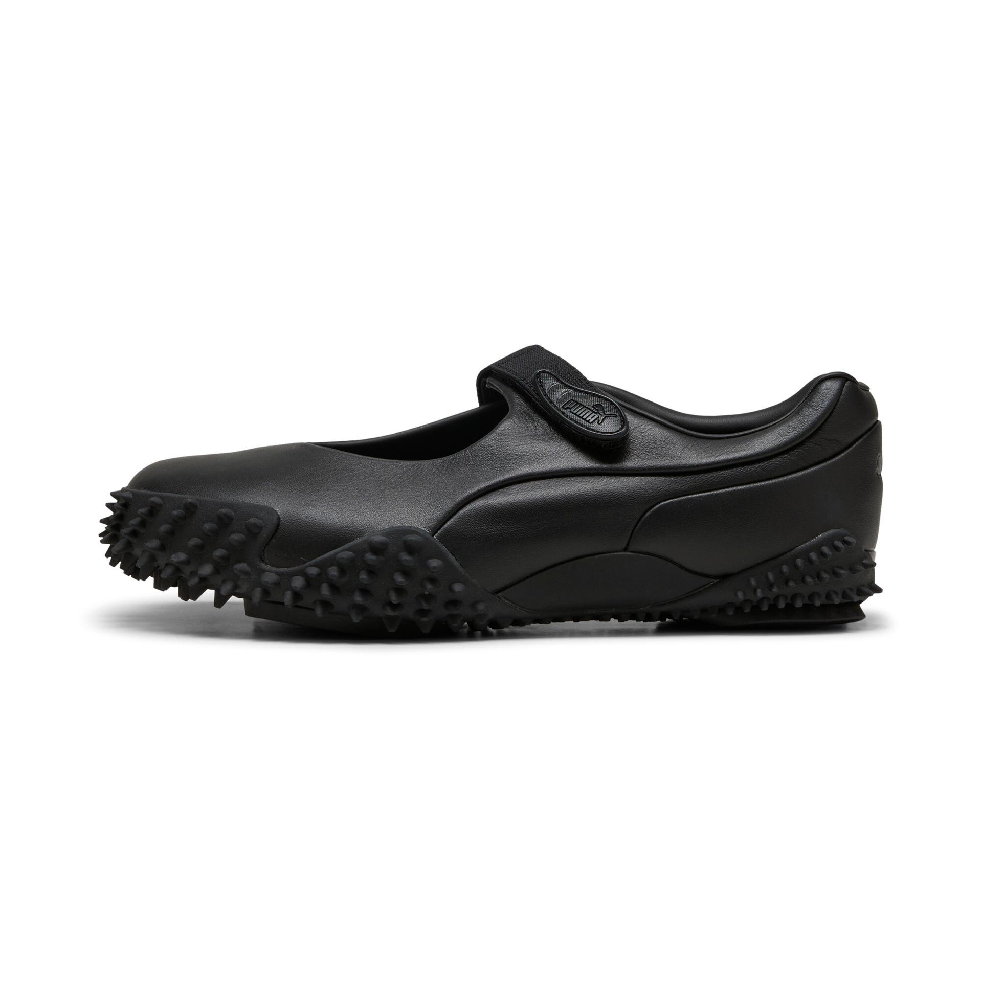 puma mostro fey leather women's sneakers in black, size 9