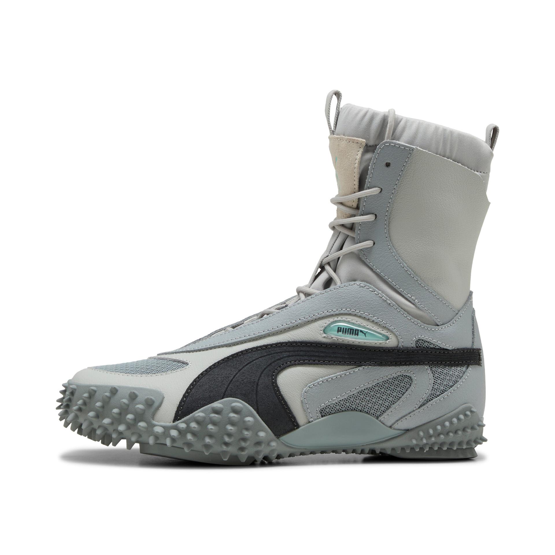 puma mostro mid women's mid-top sneakers in grey, size 8