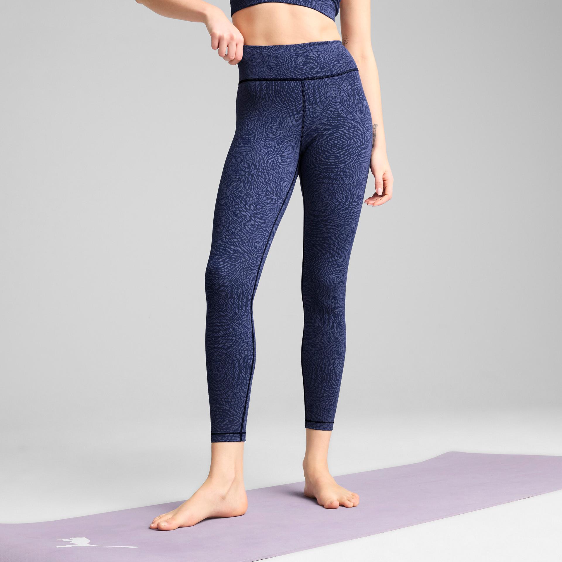 puma move cloudspun women's high-waisted 7/8 tights in blue, size xl