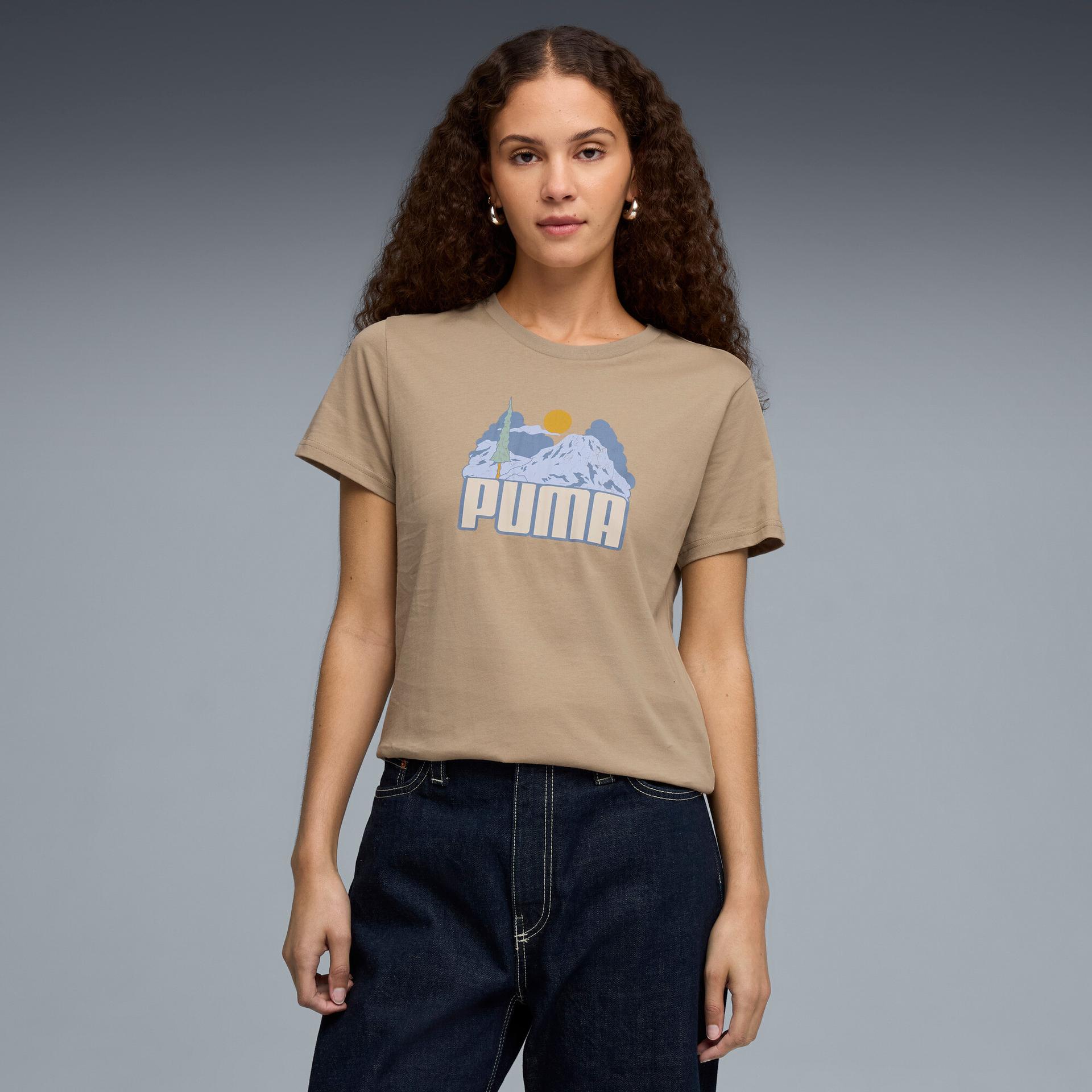 puma nature women's t-shirt in beige, size s