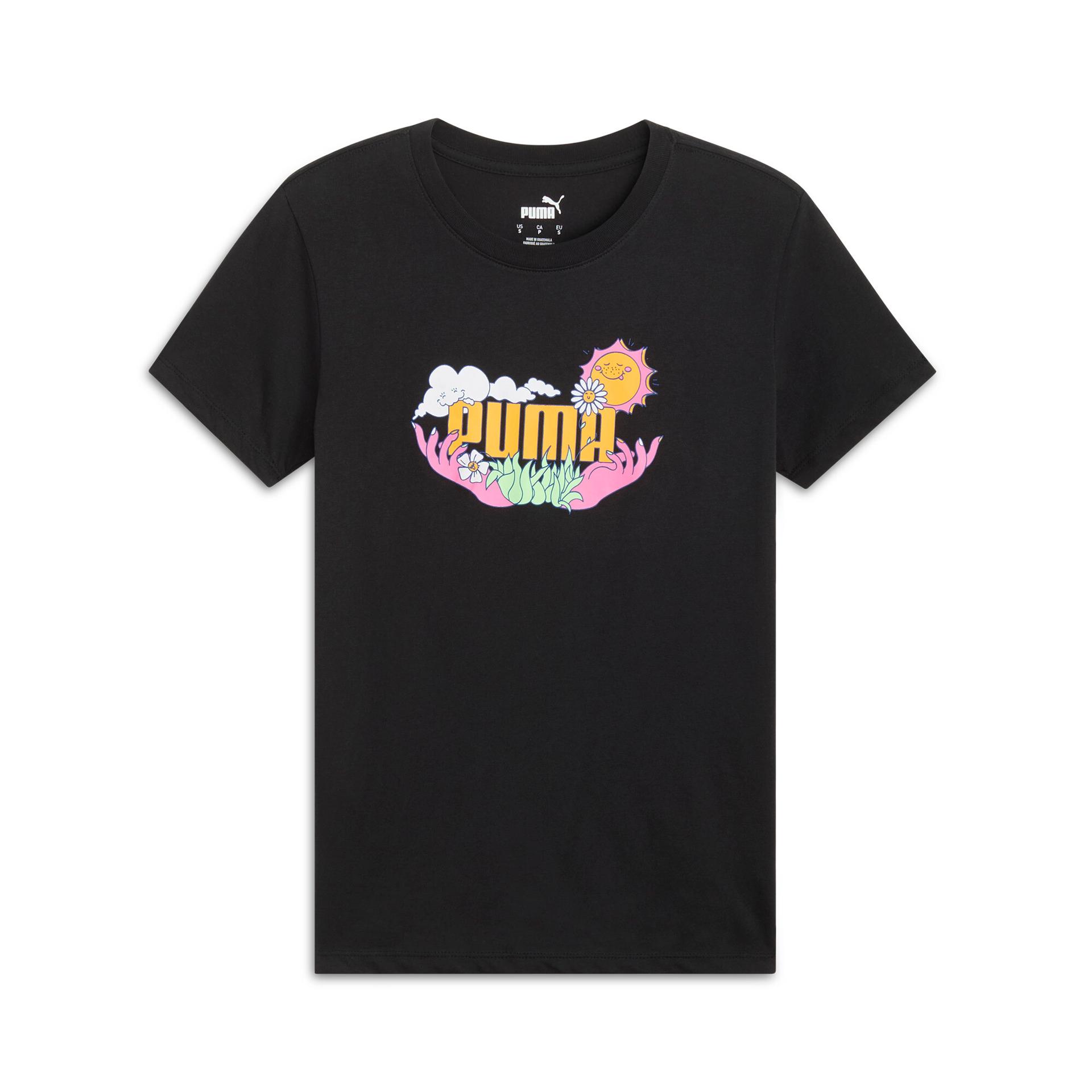 puma nature women's t-shirt in black, size s