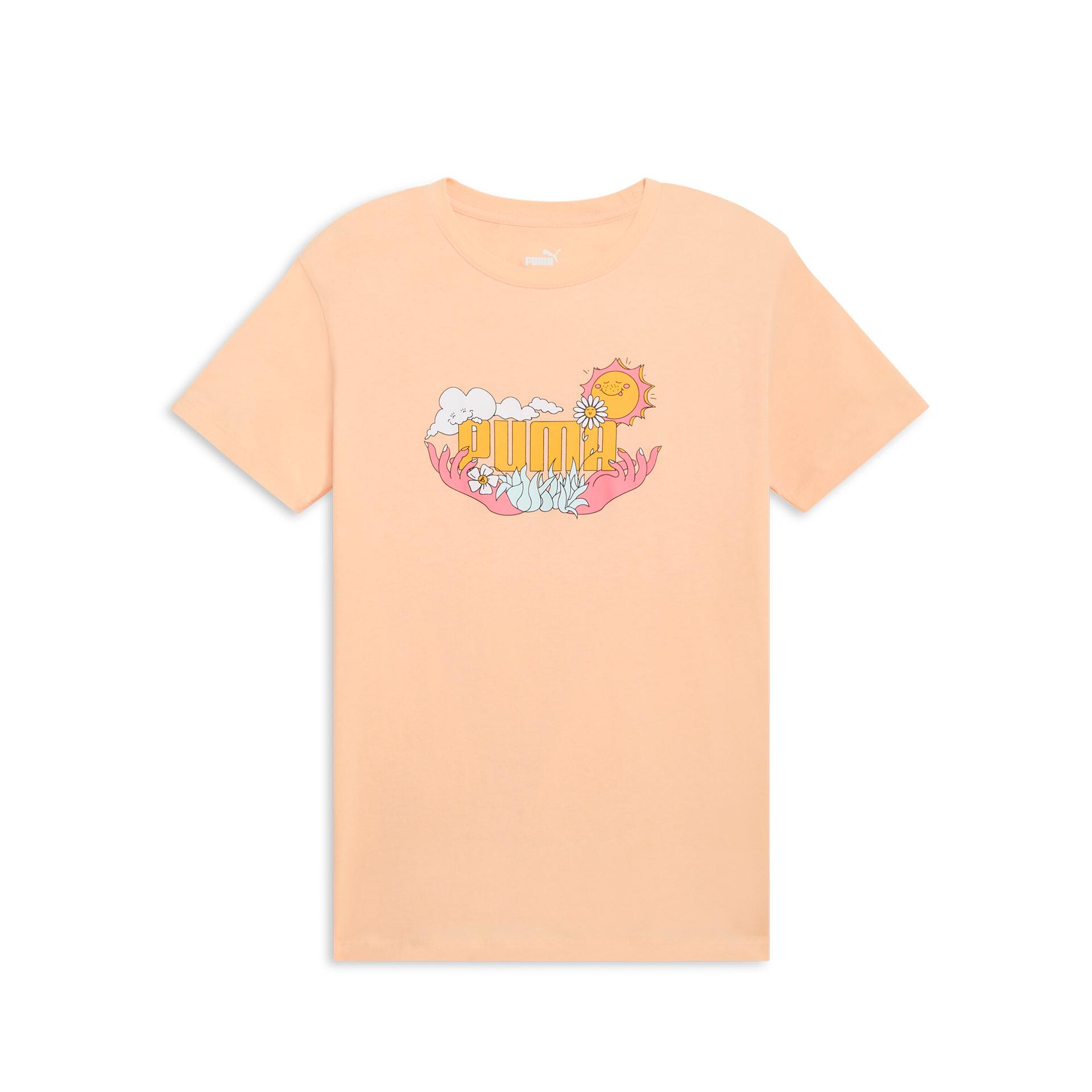 puma nature women's t-shirt in orange, size xs
