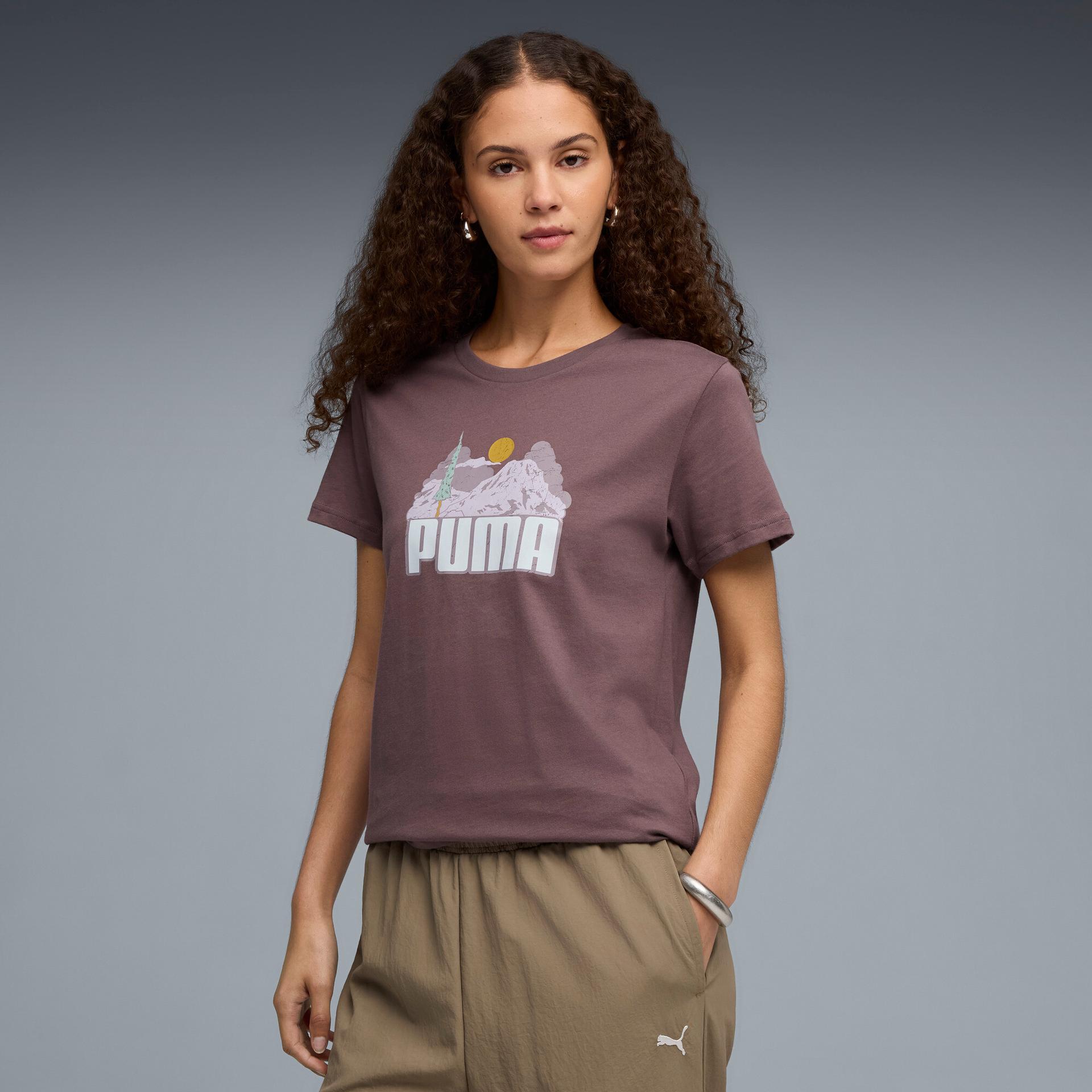 puma nature women's t-shirt in purple, size s