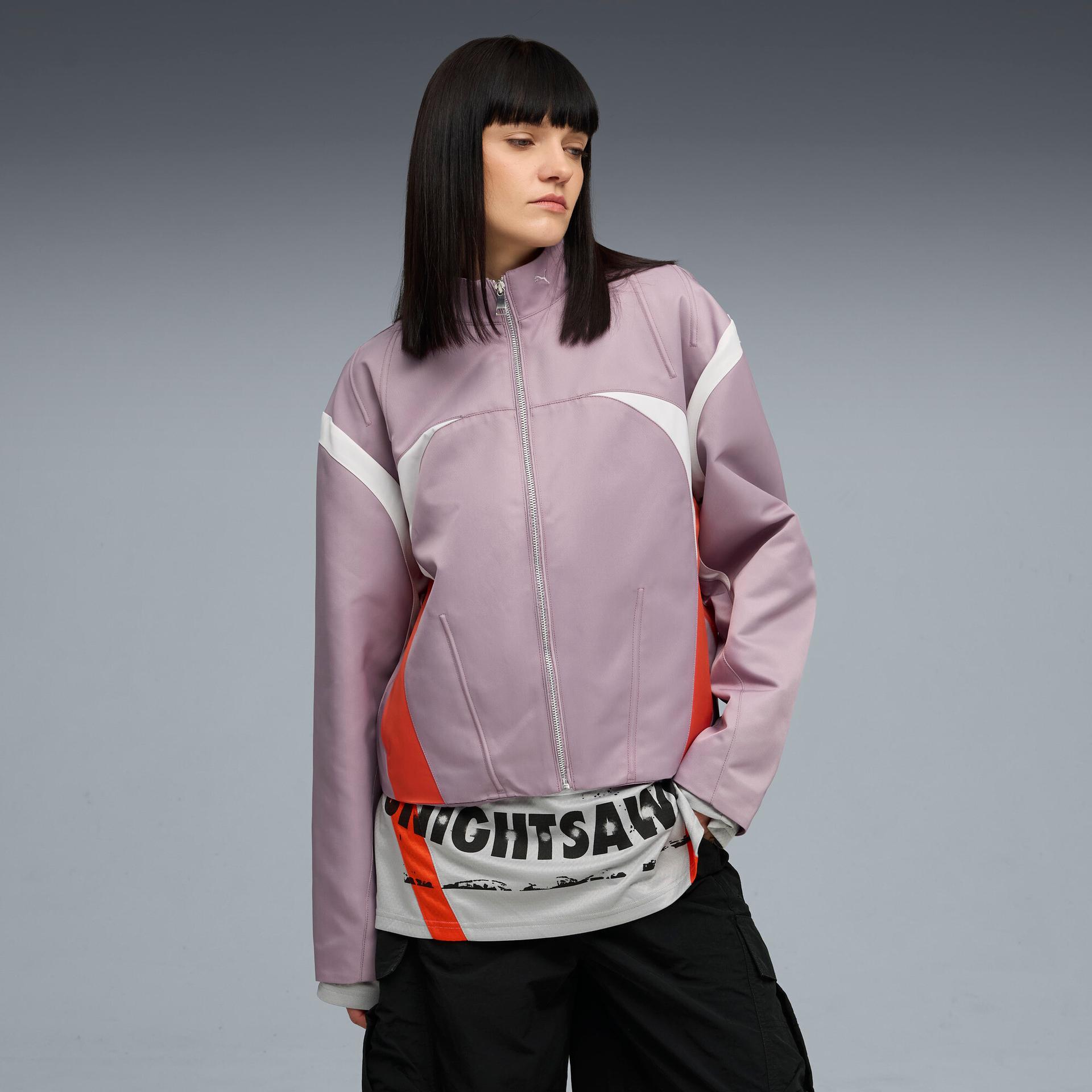 puma nine to five bomber jacket in purple, size l