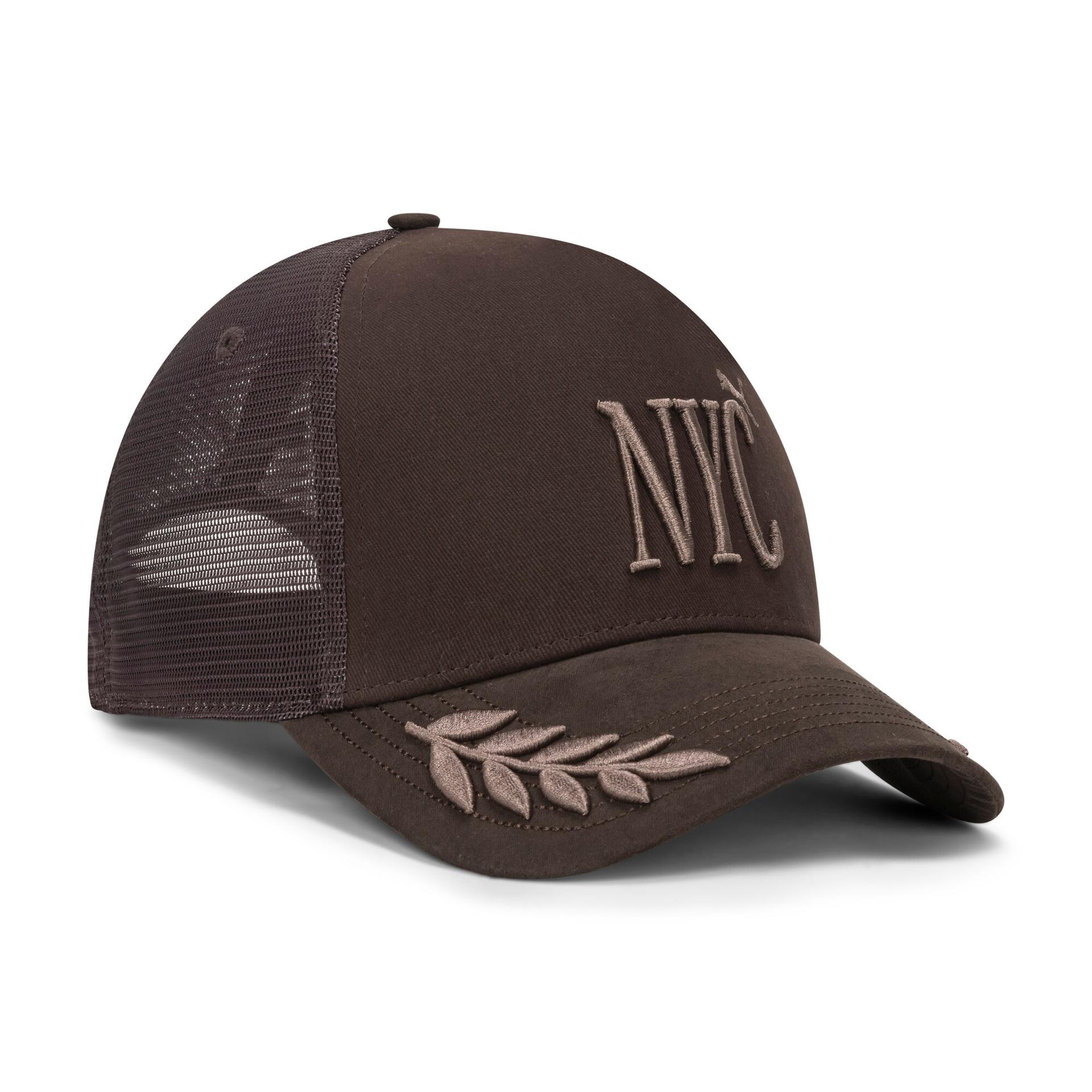 puma nyc jumpcat trucker hat in brown