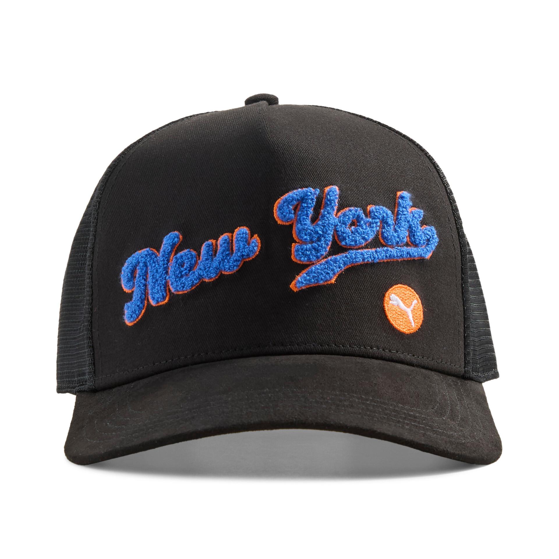 puma nyc trucker hat in black