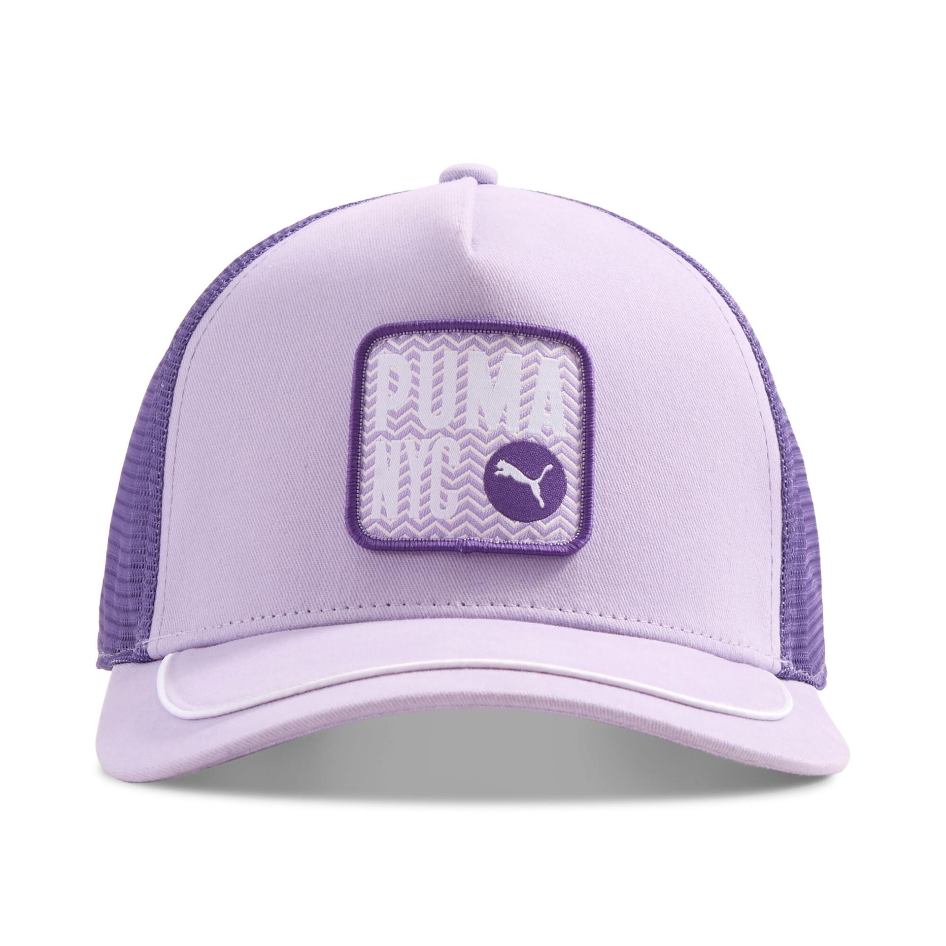 puma nyc trucker hat in purple