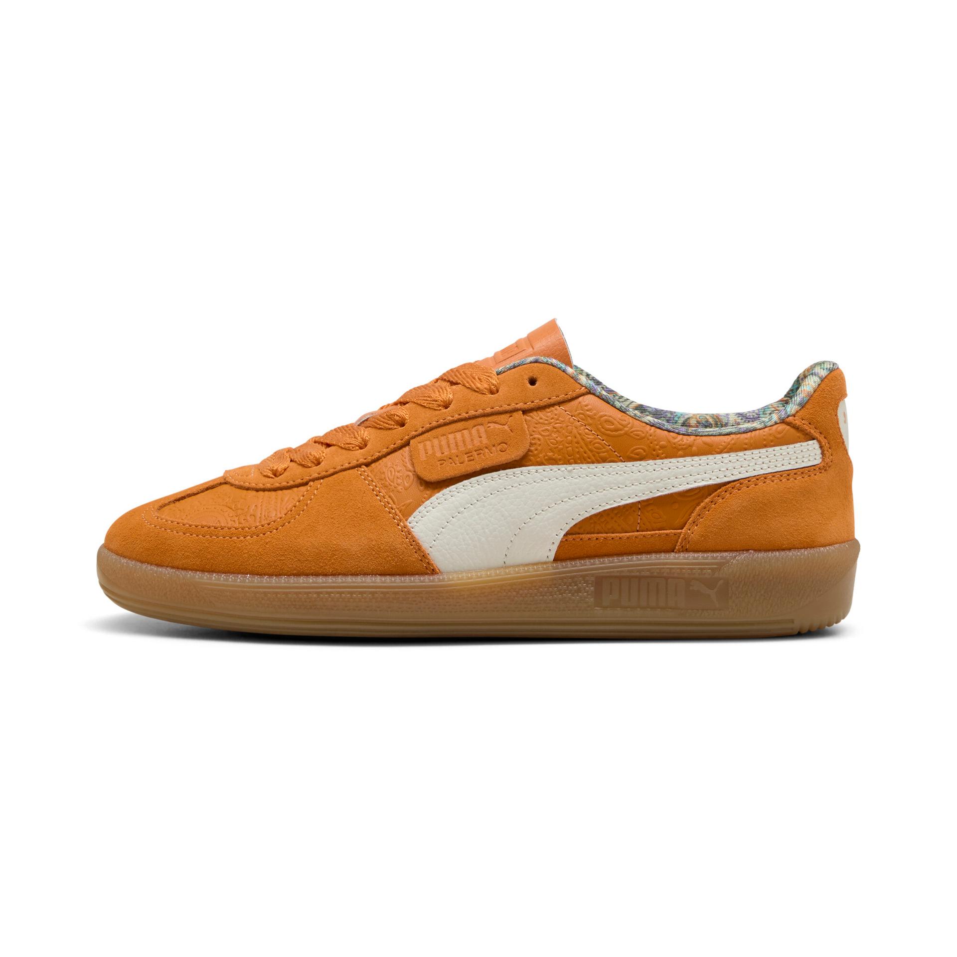puma palermo bomber sneakers in orange, size 10