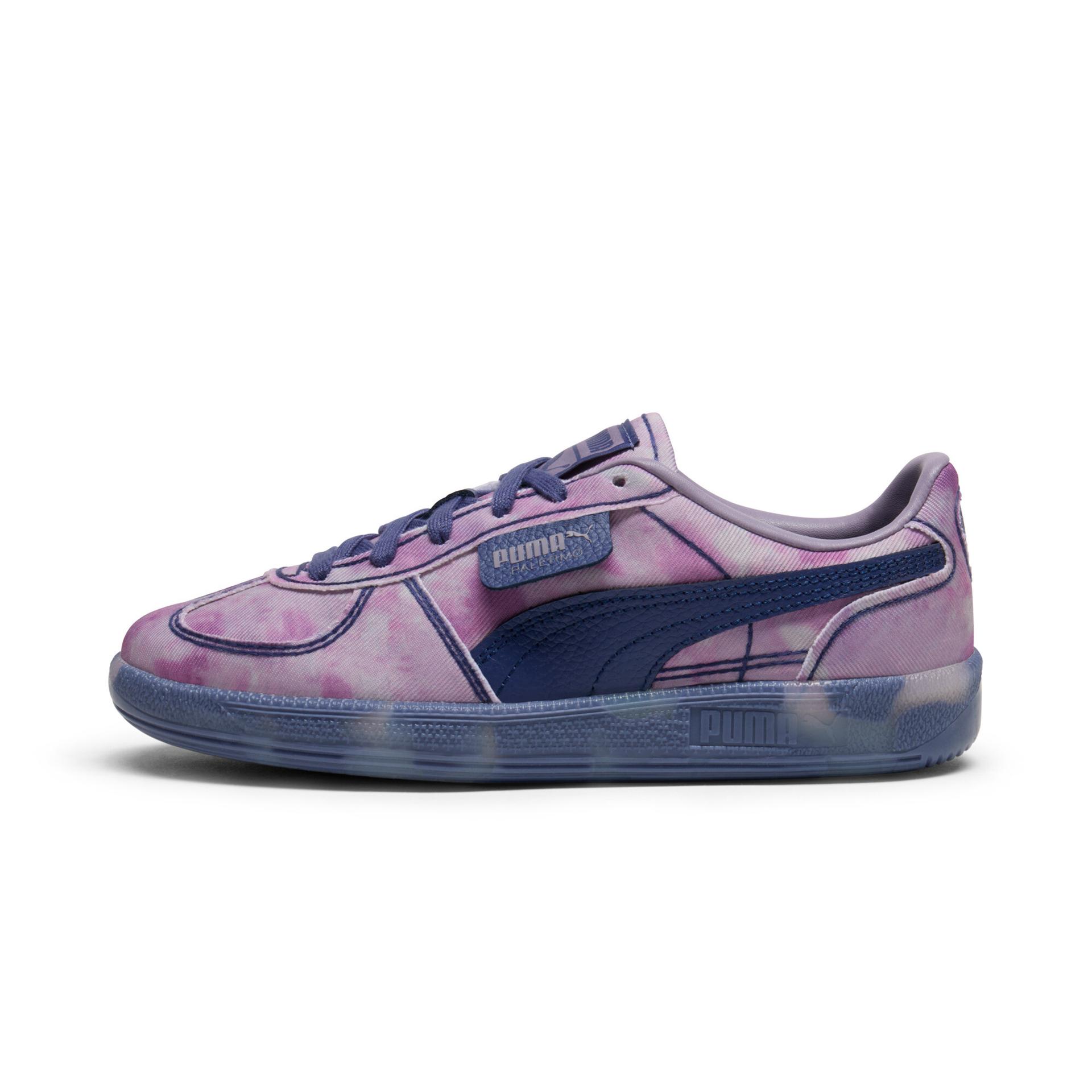 puma palermo faded denim women sneakers in purple, size 9.5
