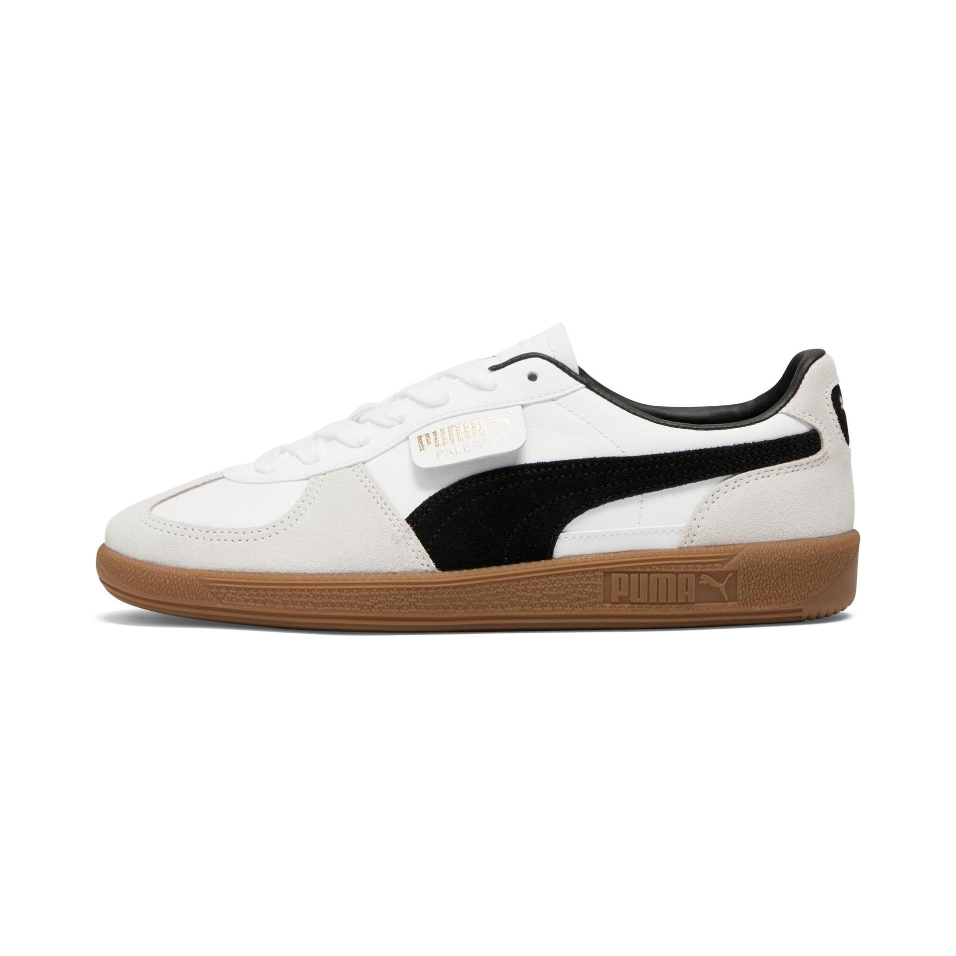puma palermo leather sneakers in white, size 10.5