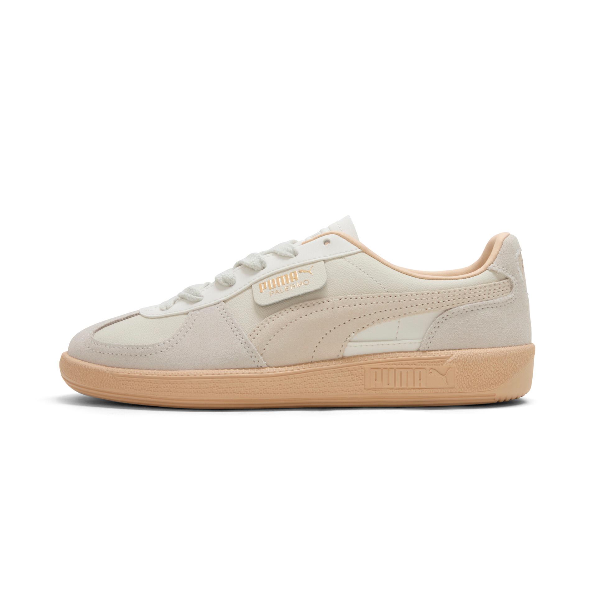 puma palermo leather women's sneakers in white, size 10.5
