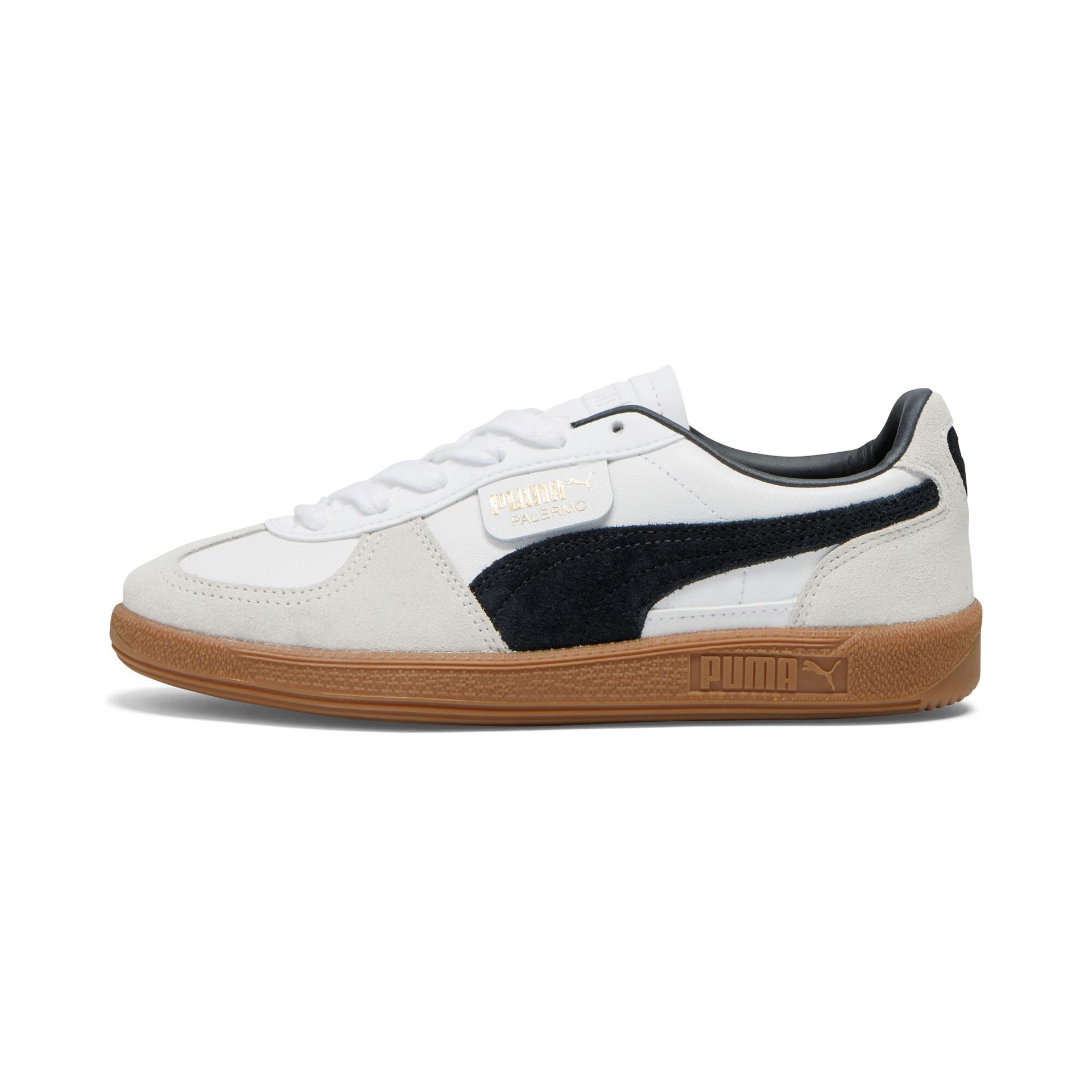 puma palermo leather women's sneakers in white, size 10
