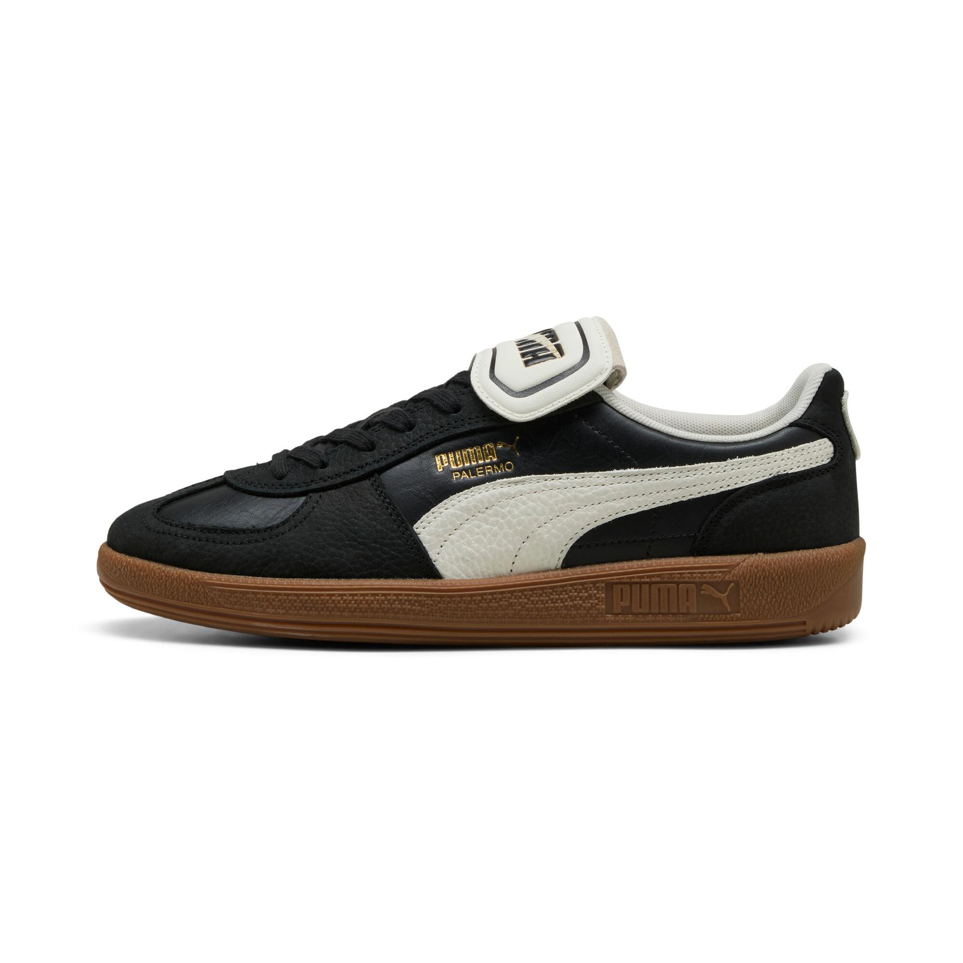 puma palermo premium sneakers in black, size 12