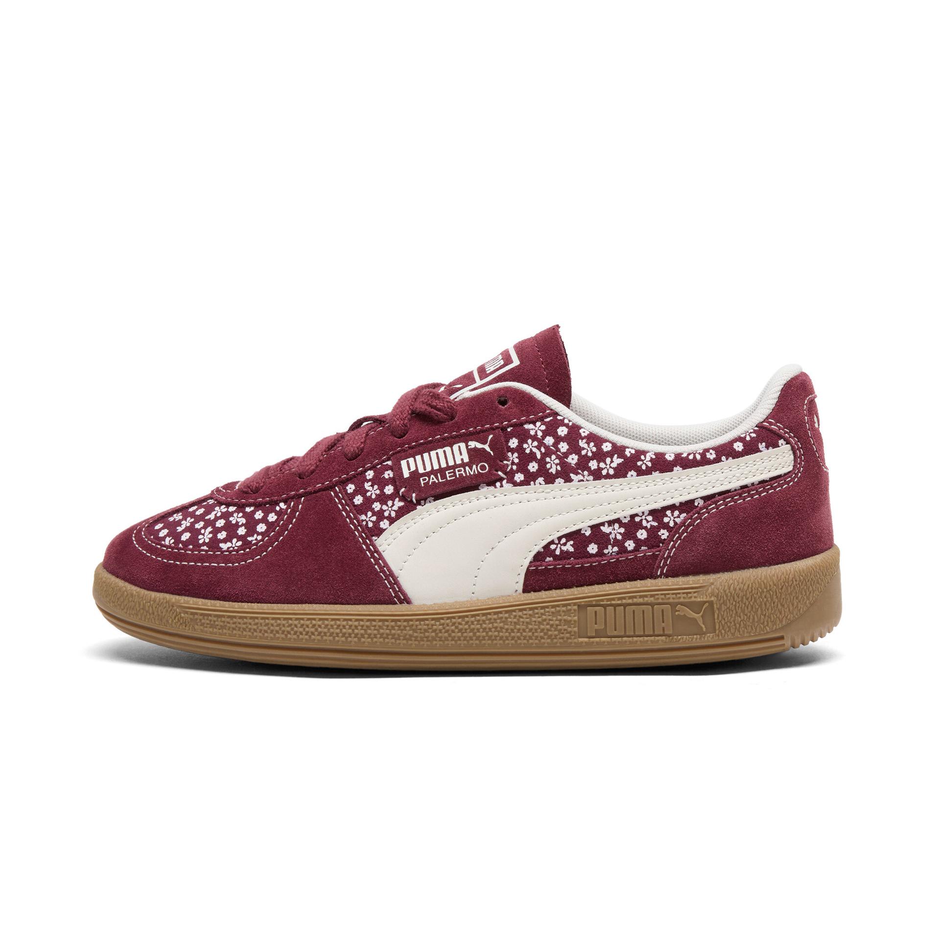puma palermo tiny florals women's sneakers in red, size 9