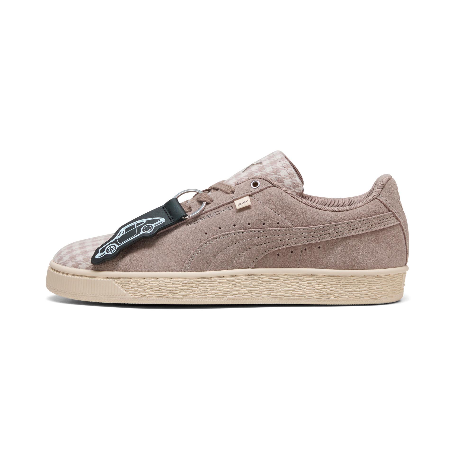 puma porsche legacy suede classic pepita sneakers in beige, size 8