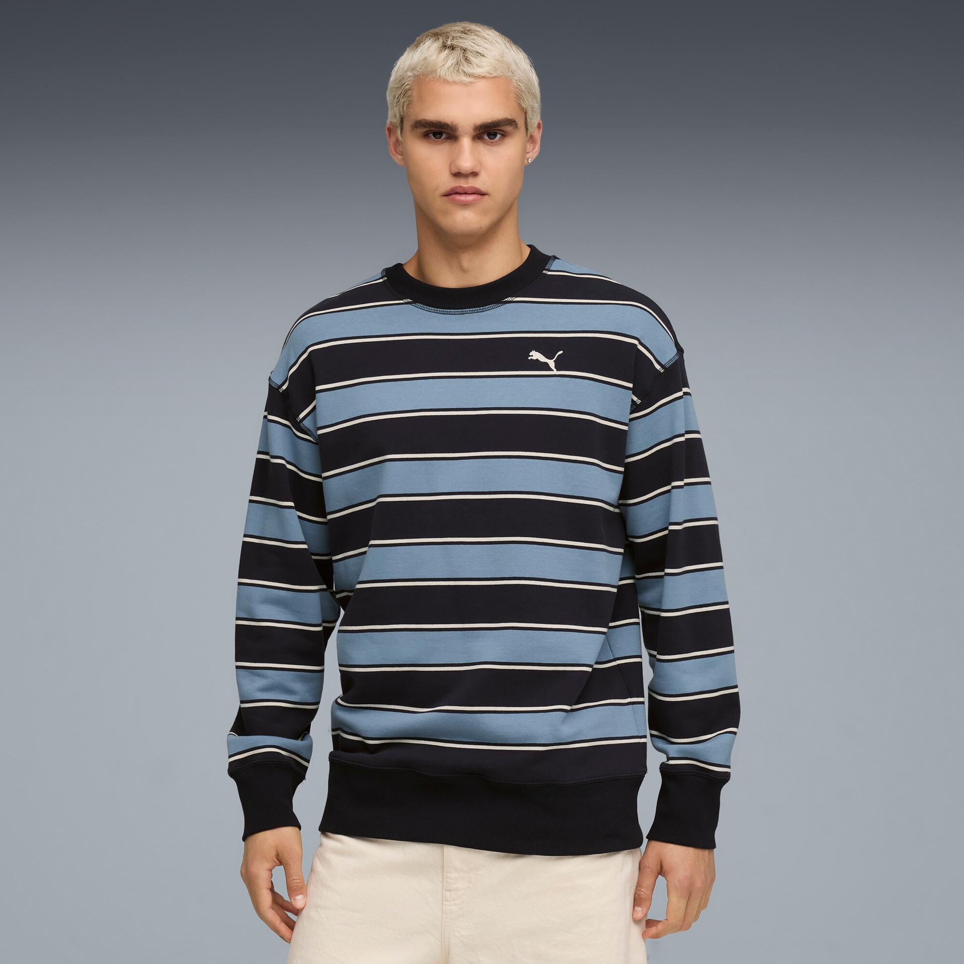 puma premium essentials crew neck sweatshirt in blue, size xxl