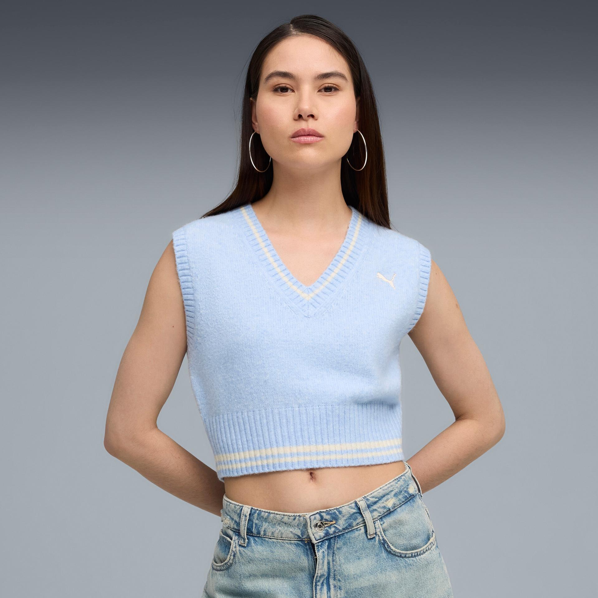 puma premium essentials women's vest in blue, size s