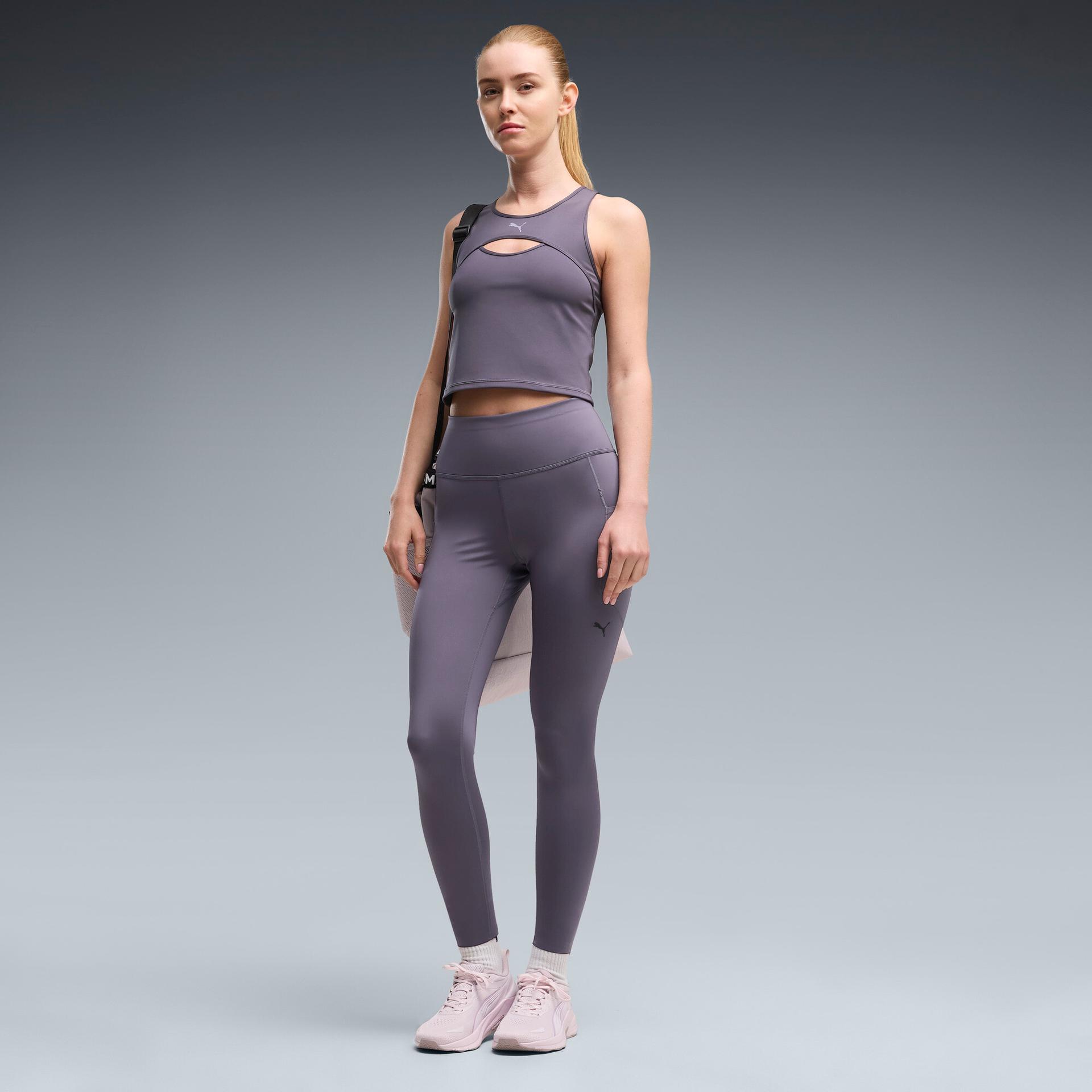 puma pwrmode women's 7/8 training tights in grey, size s