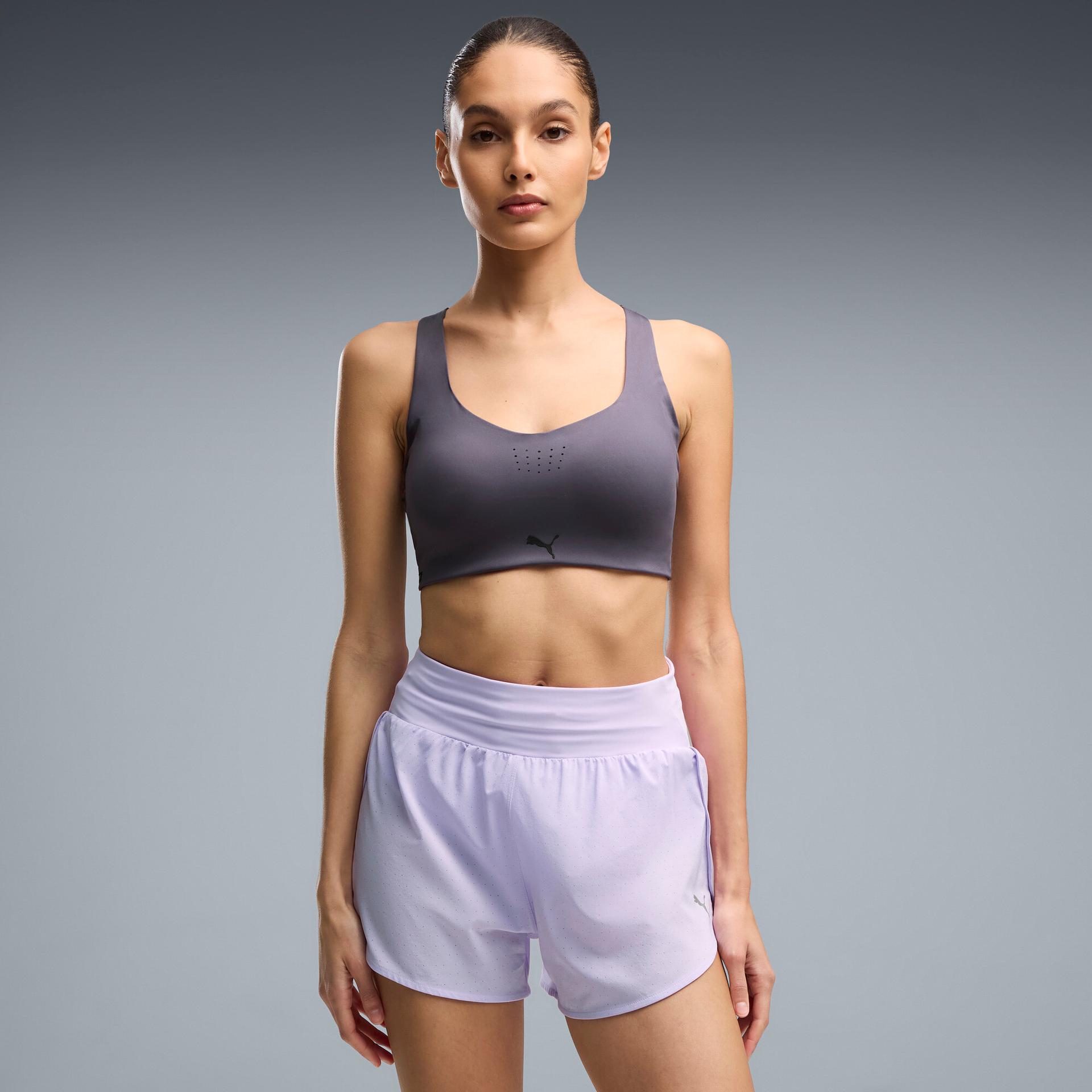 puma pwrmode women's high impact sports bra in grey, size s
