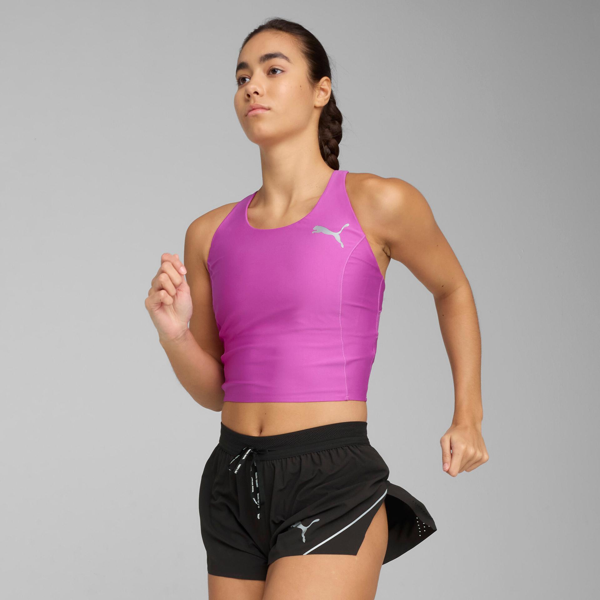 puma raceday ultraform women's crop top in purple, size s