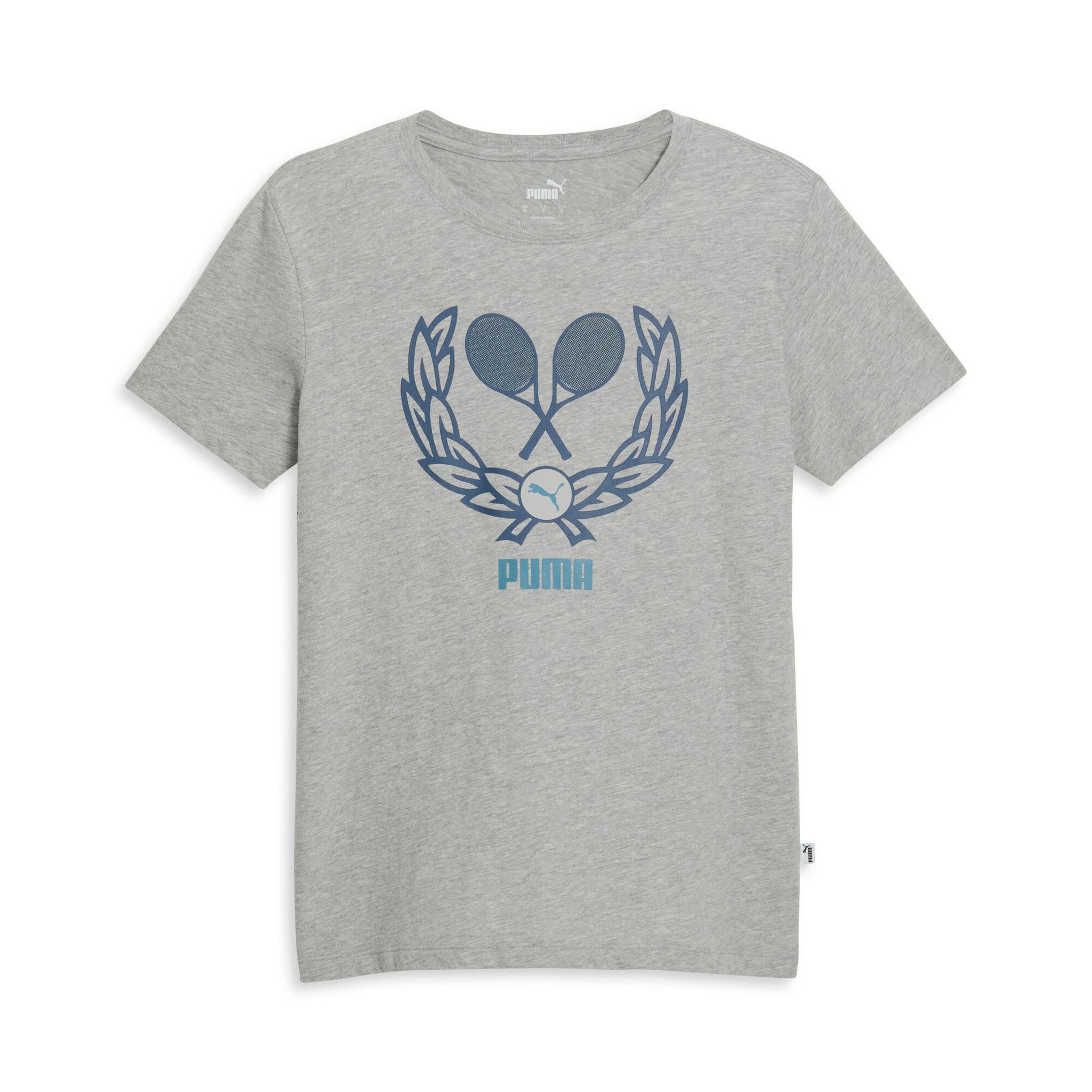 puma racket women's t-shirt in grey, size s