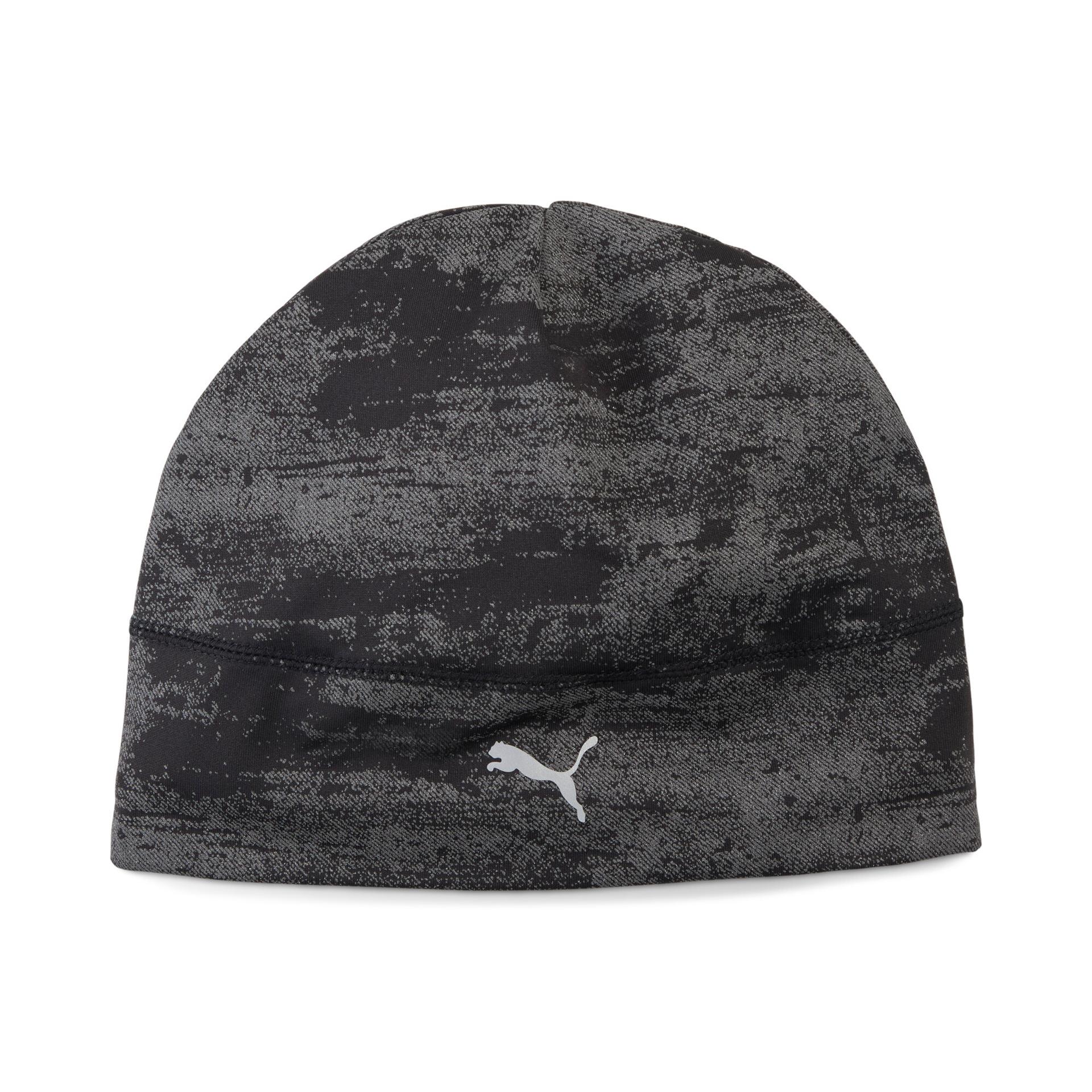 puma run running mid crown skull beanie in black